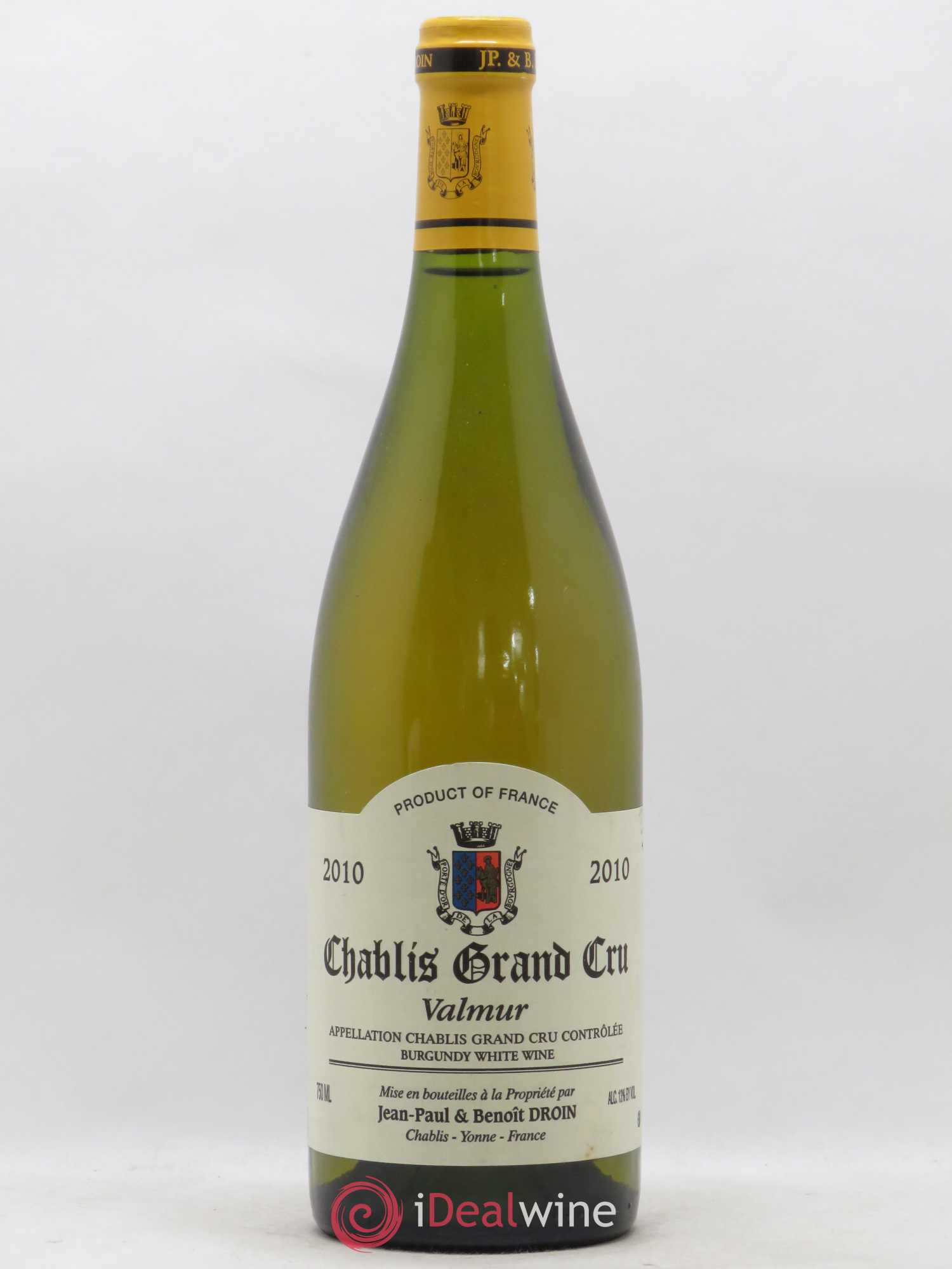 Chablis Grand Cru Valmur Jean-Paul & Benoît Droin (Domaine) 2010 - Lot de 1 bouteille - 0