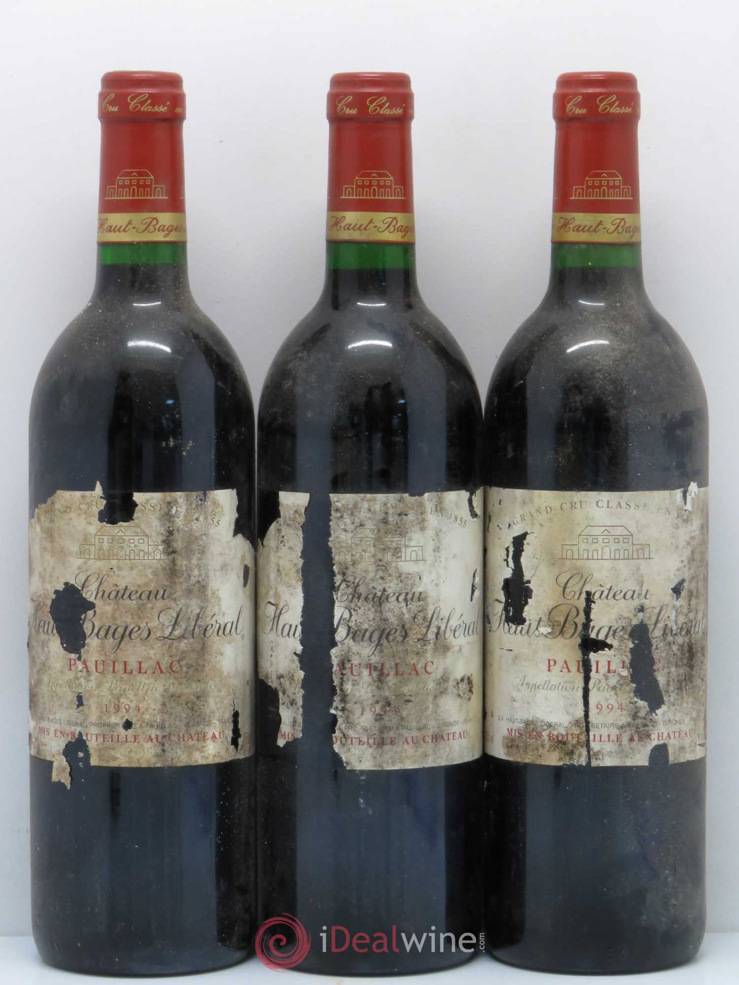 Château Haut Bages Libéral 5ème Grand Cru Classé 1994 - Lot de 3 bouteilles - 0