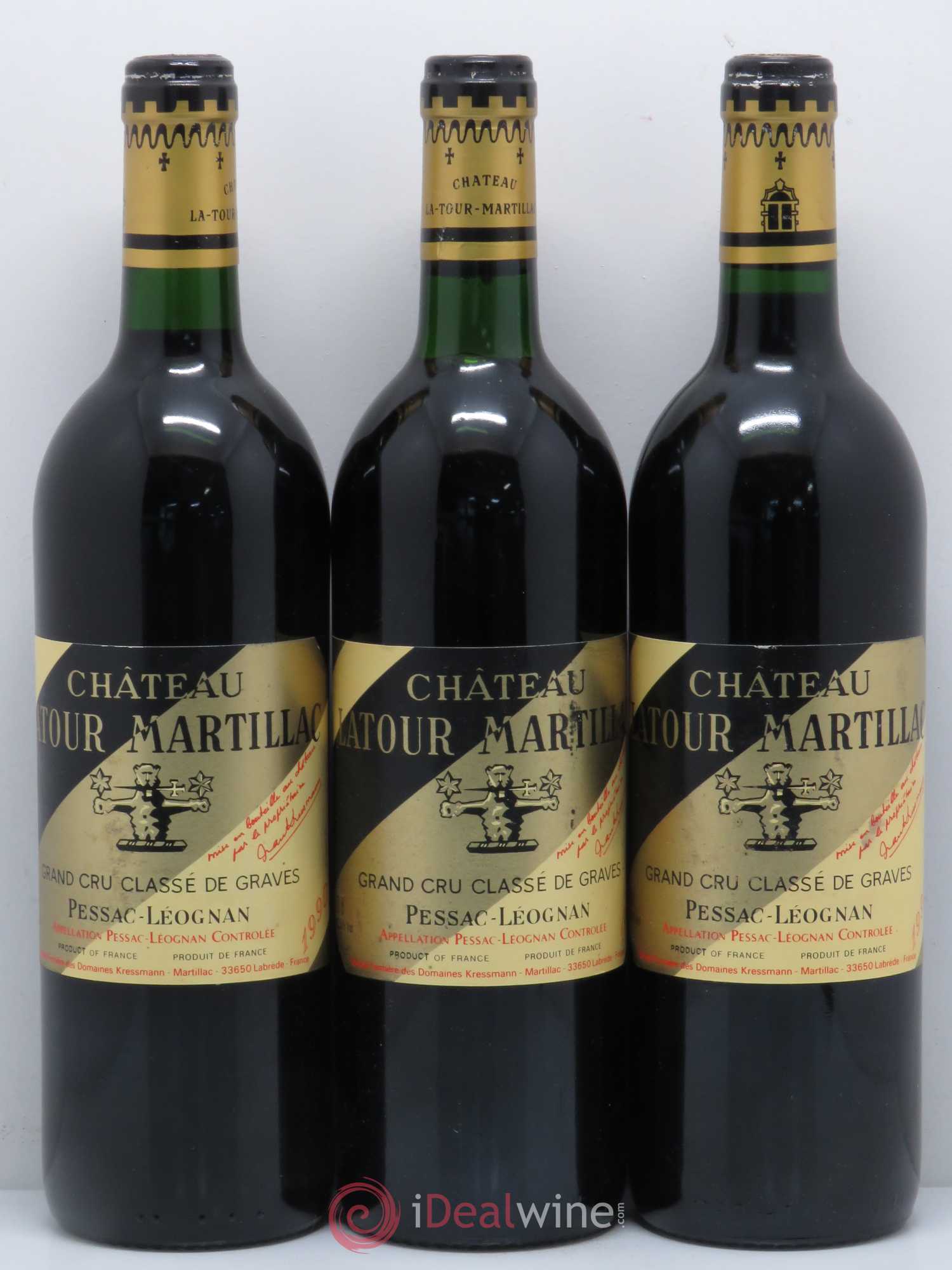Château Latour-Martillac Cru Classé de Graves 1990 - Lot de 3 bouteilles - 0