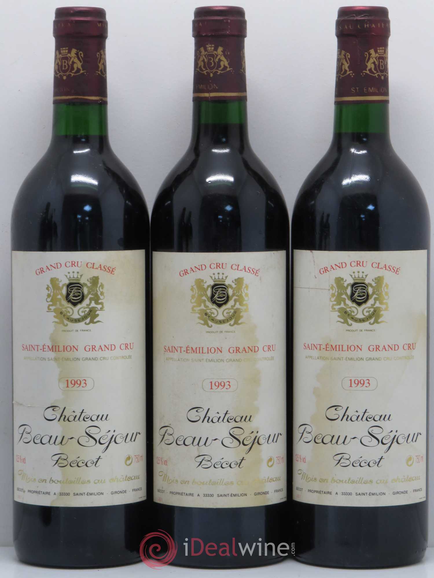 Château Beau-Séjour Bécot 1er Grand Cru Classé B 1993 - Lot de 5 bouteilles - 1