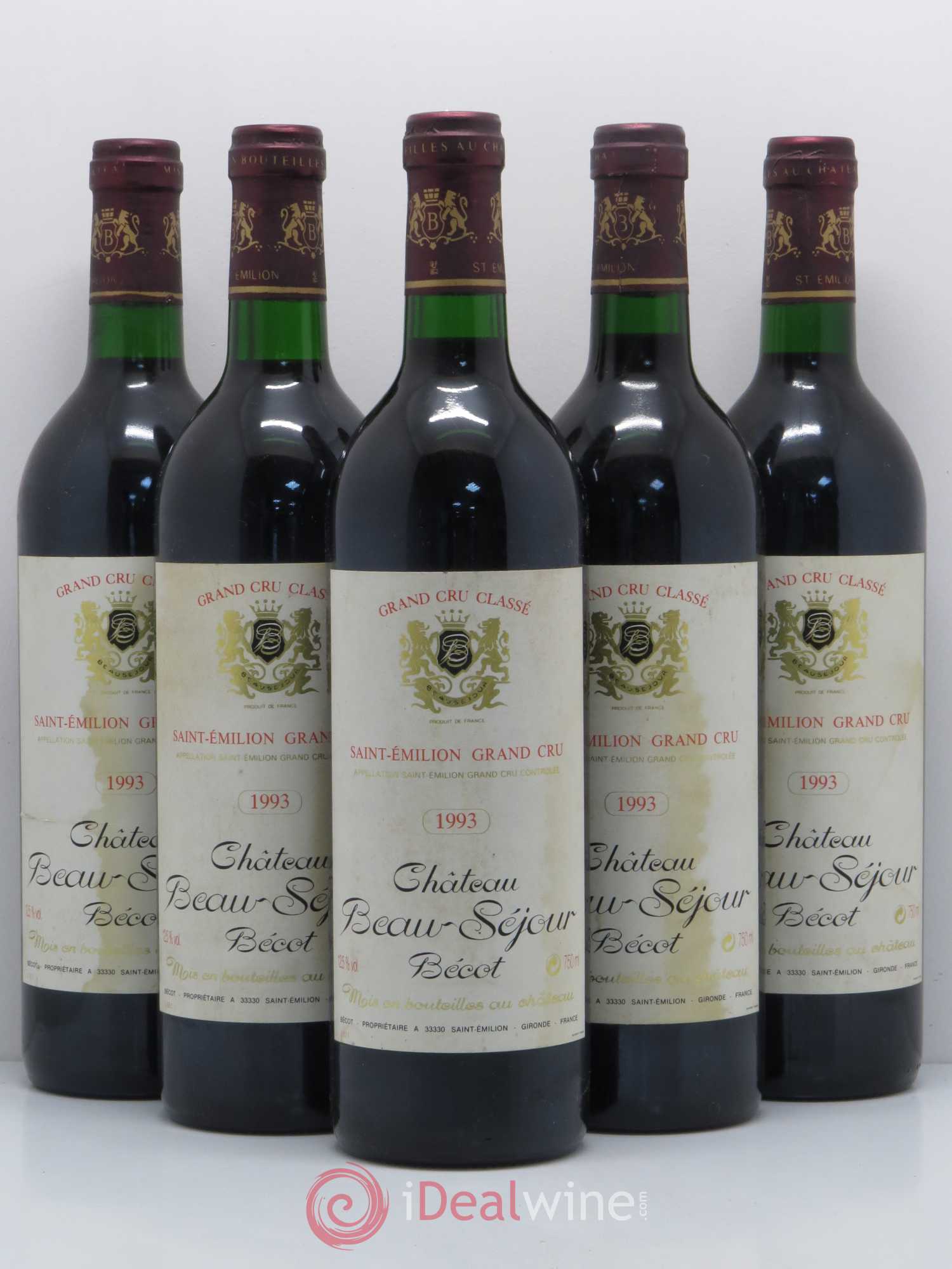 Château Beau-Séjour Bécot 1er Grand Cru Classé B 1993 - Lot de 5 bouteilles - 0