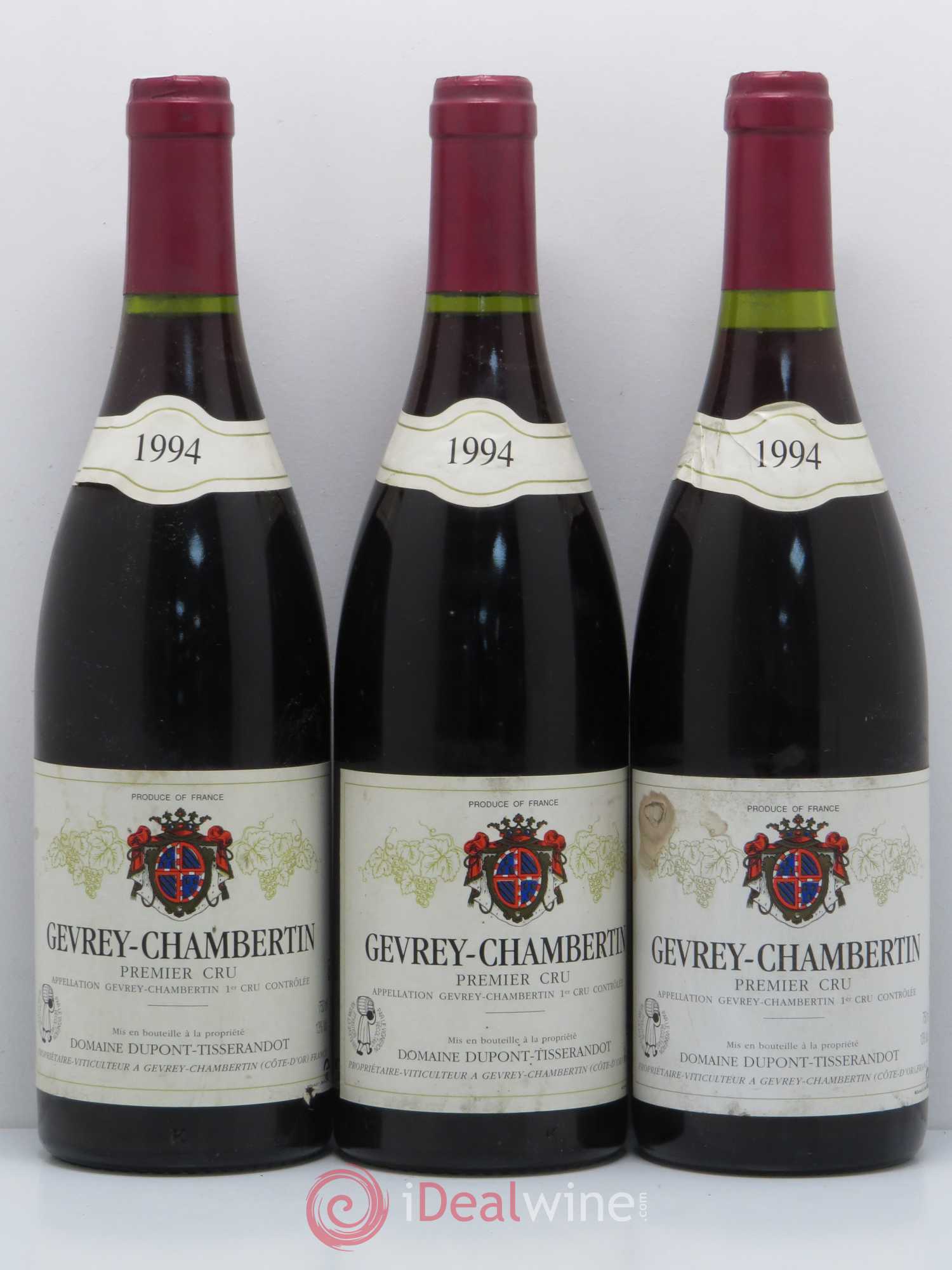 Gevrey-Chambertin 1er Cru Dupont Tisserandot (sans prix de réserve) 1994 - Posten von 3 Flaschen - 0