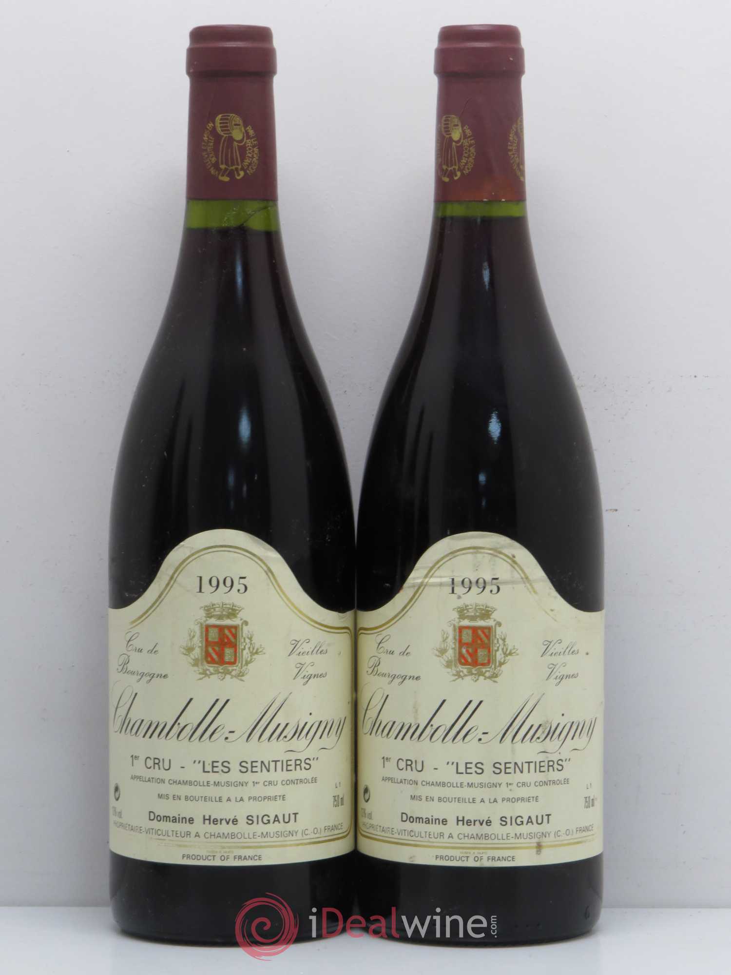 Chambolle-Musigny 1er Cru Les Sentiers Herve Sigaut 1995 - Posten von 4 Flaschen - 1