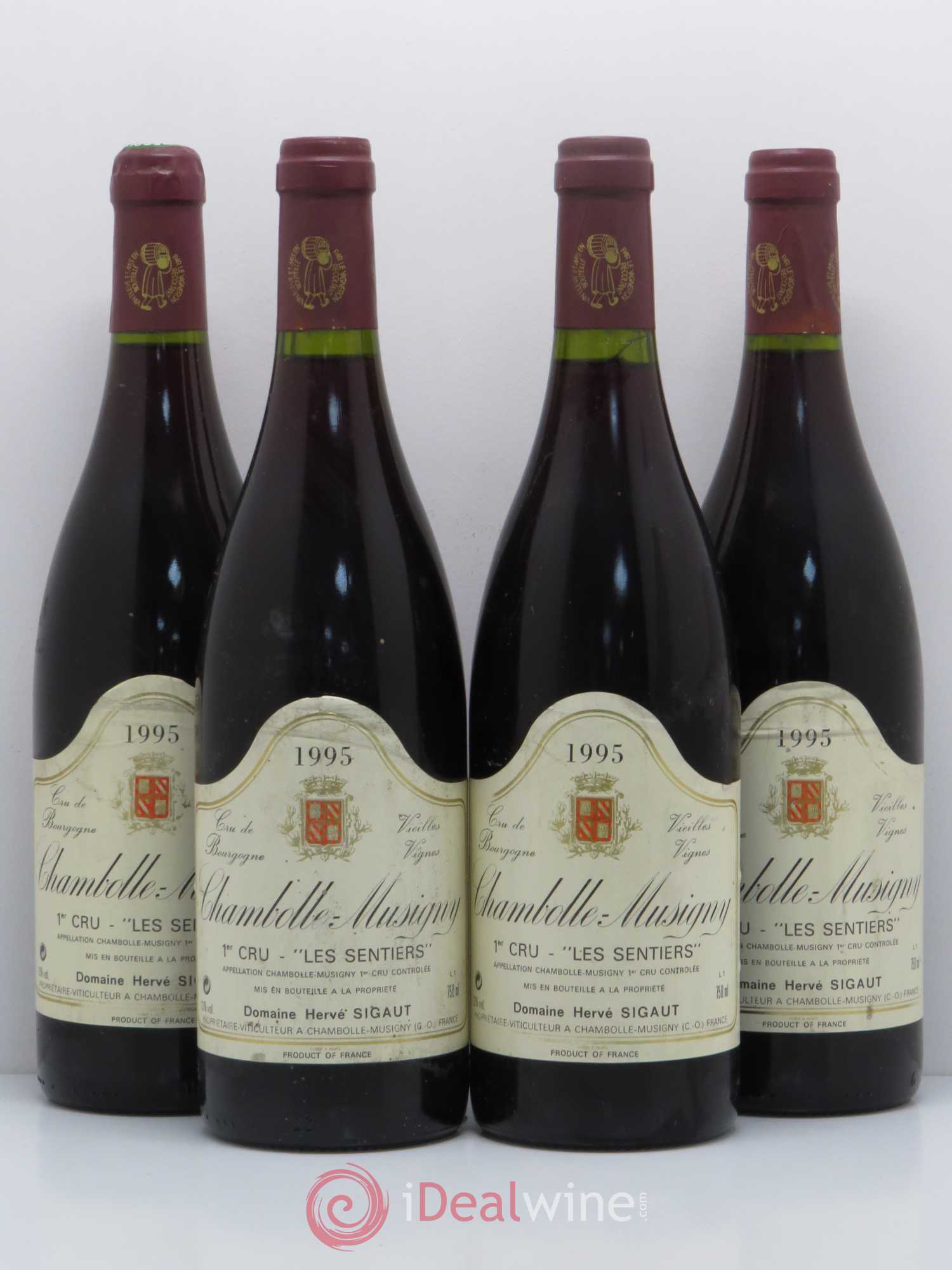 Chambolle-Musigny 1er Cru Les Sentiers Herve Sigaut 1995 - Posten von 4 Flaschen - 0