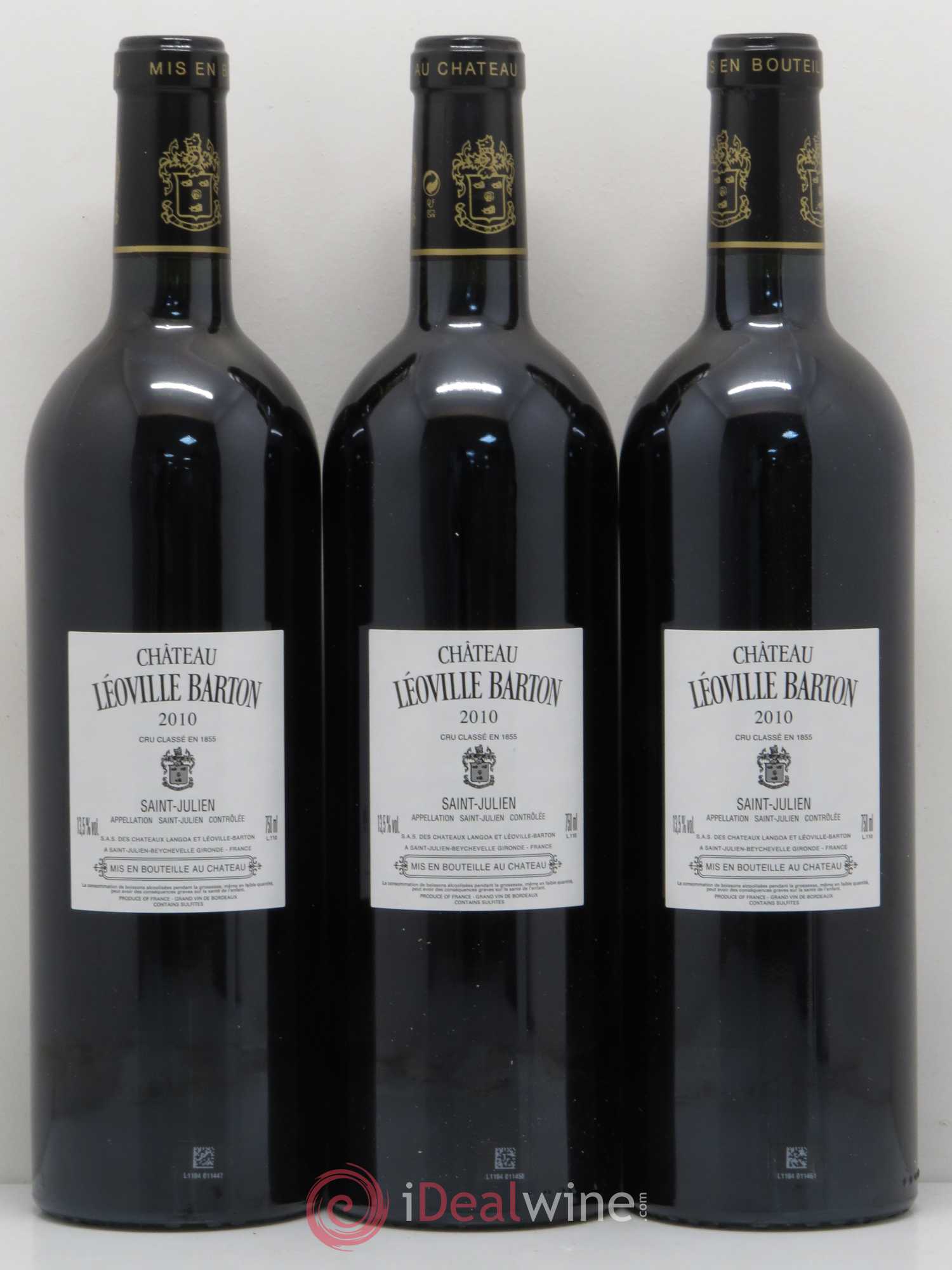 Château Léoville Barton 2ème Grand Cru Classé 2010 - Lot de 3 bouteilles - 1
