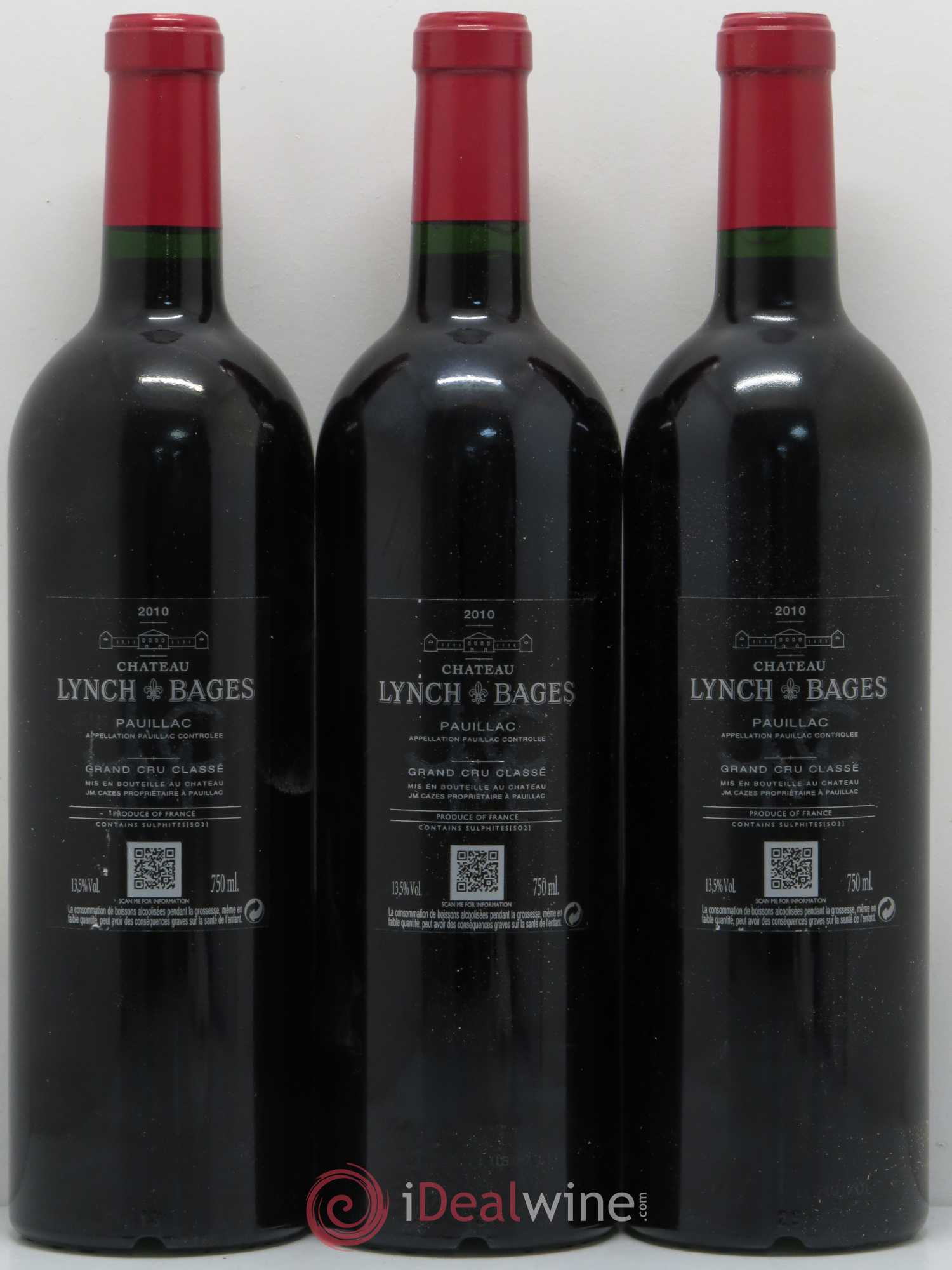Château Lynch Bages 5ème Grand Cru Classé 2010 - Lot de 3 bouteilles - 1