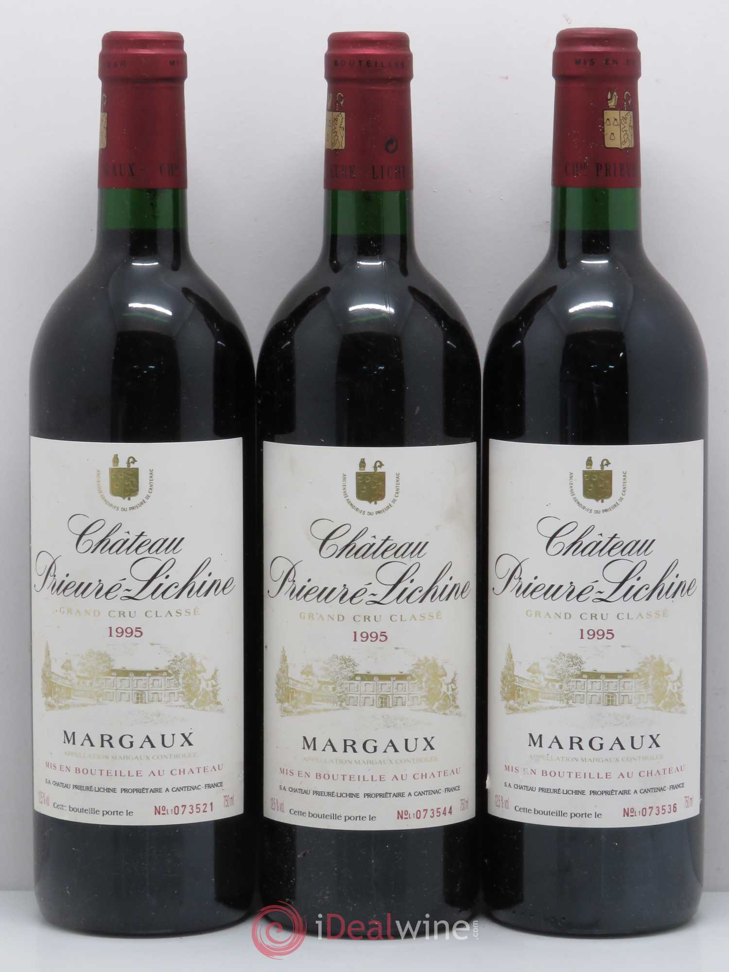 Château Prieuré Lichine 4ème Grand Cru Classé 1995 - Lot de 3 bouteilles - 0
