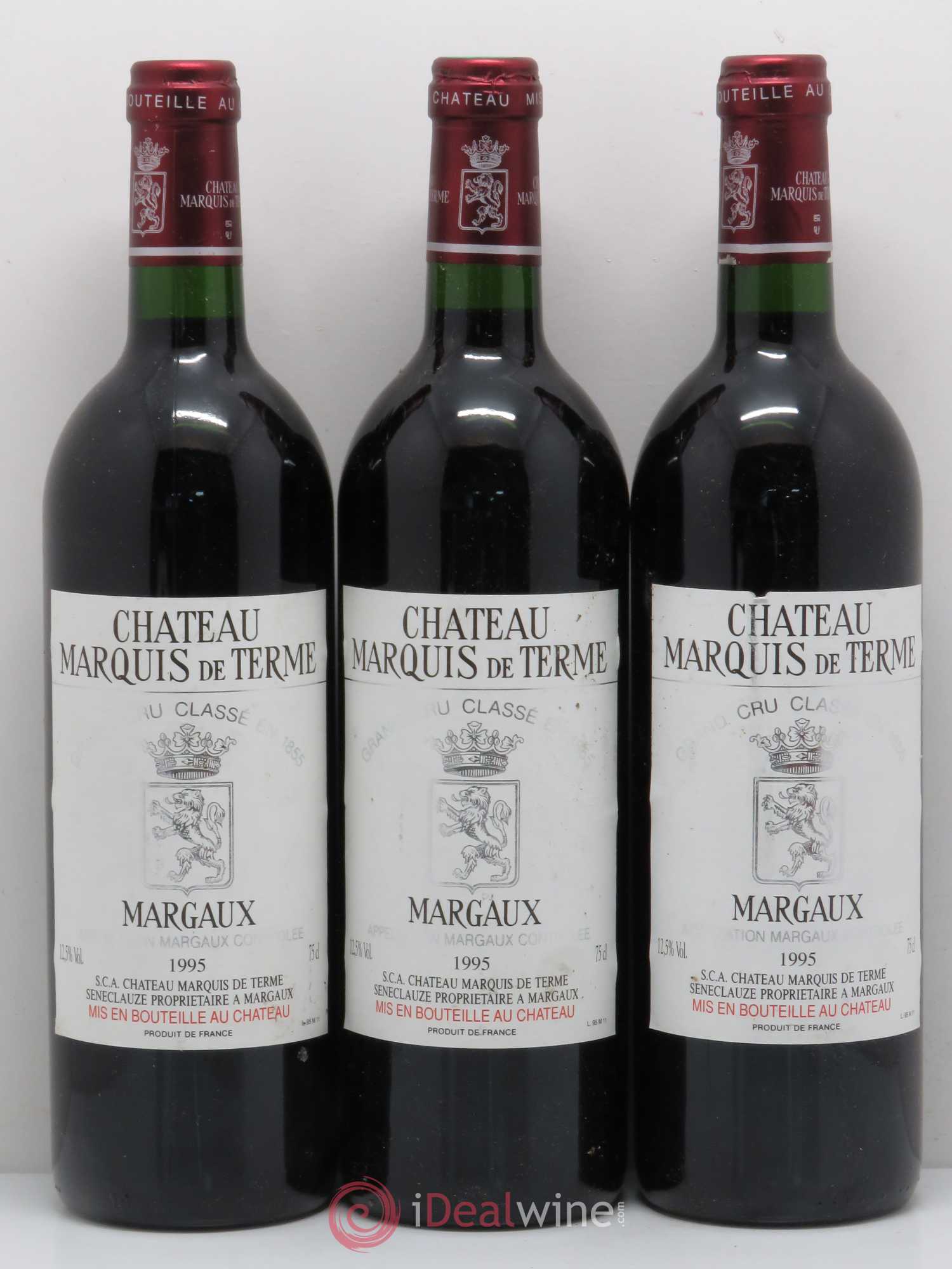 Château Marquis de Terme 4ème Grand Cru Classé 1995 - Lot de 3 bouteilles - 0