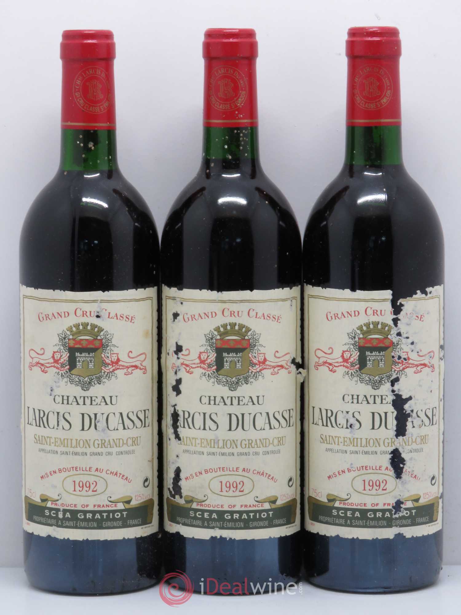 Château Larcis Ducasse 1er Grand Cru Classé B 1992 - Lot de 3 bouteilles - 0