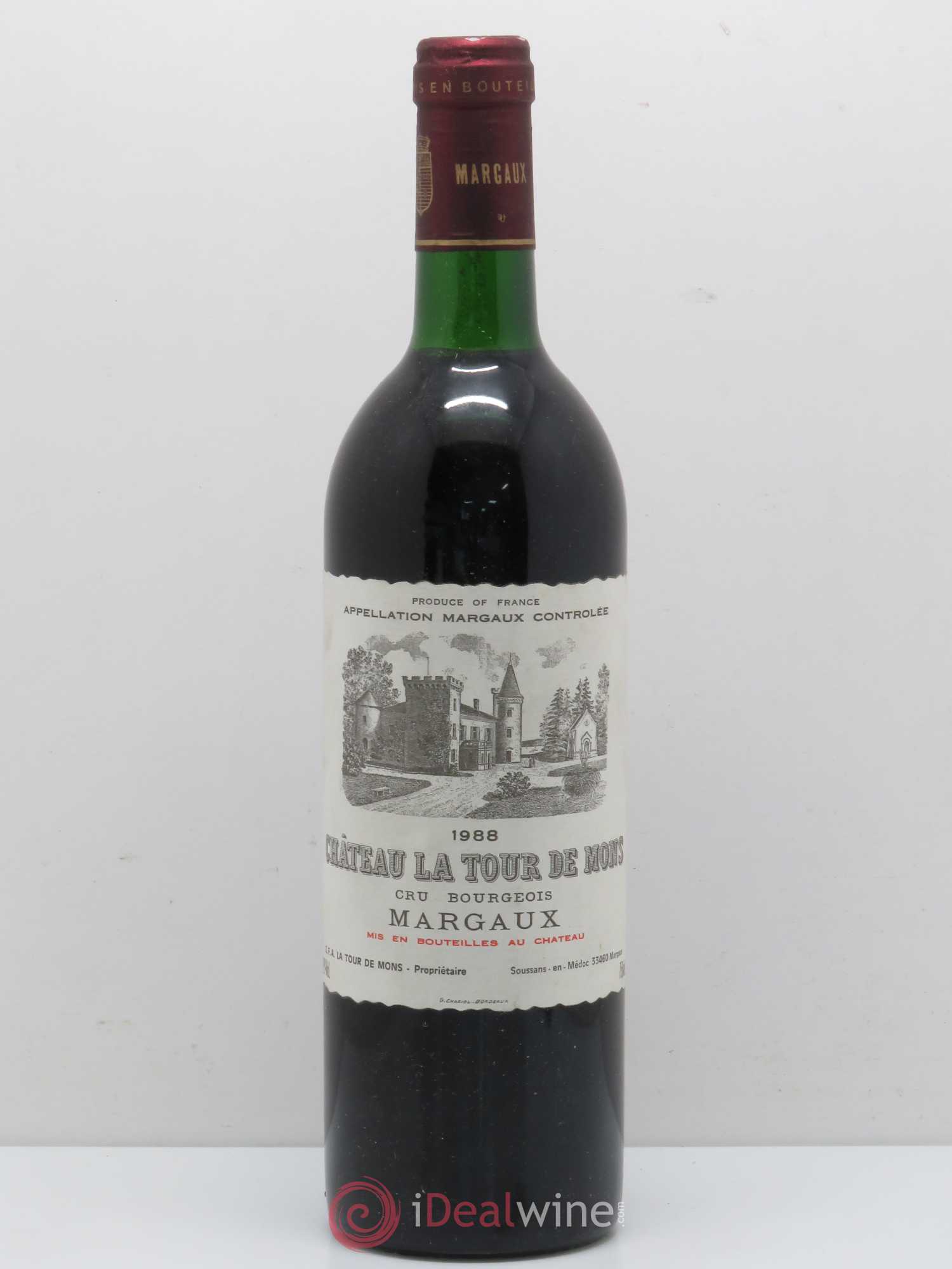 Château la Tour de Mons Cru Bourgeois 1988 - Lot de 1 bouteille - 0