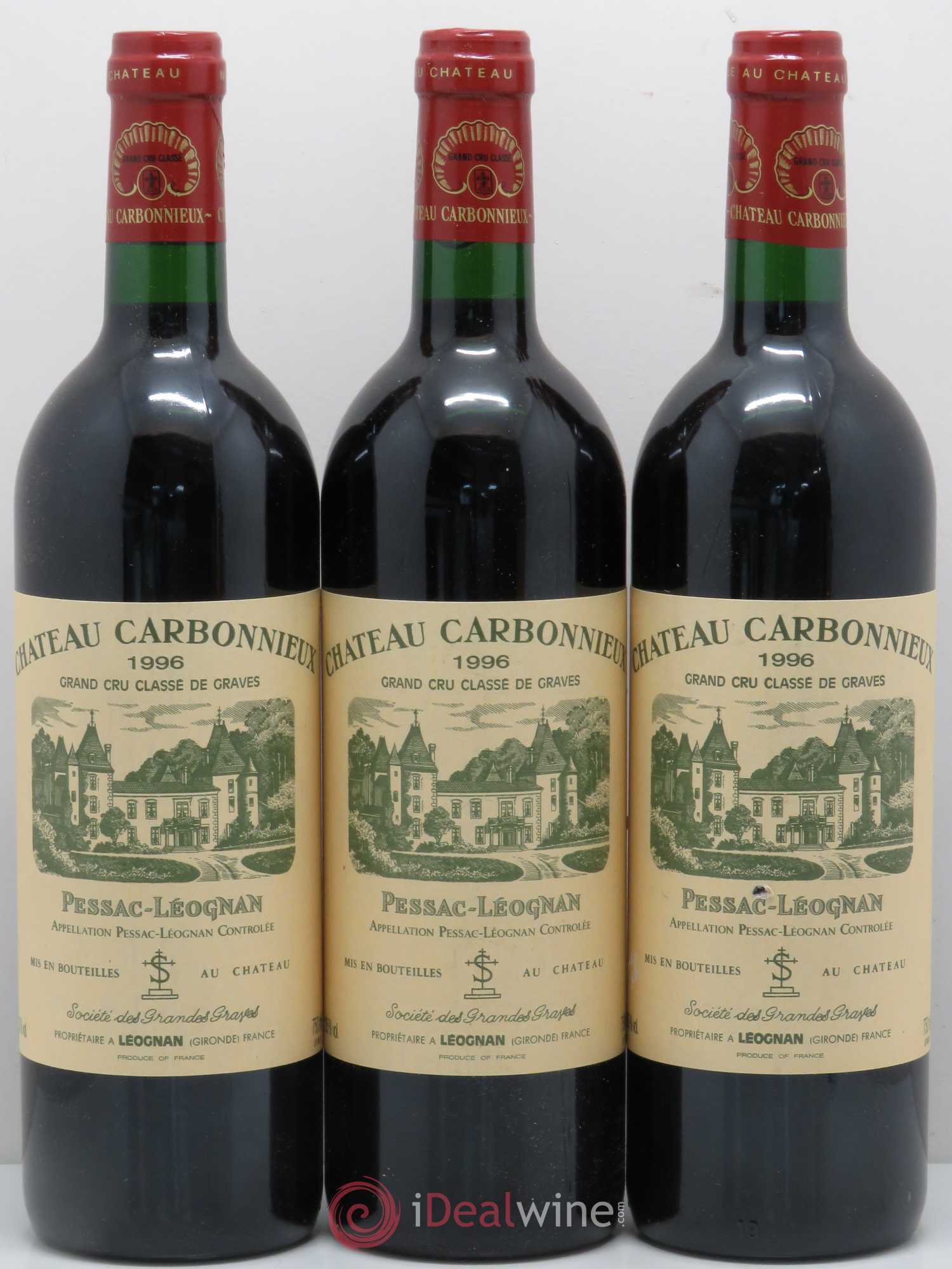 Château Carbonnieux Cru Classé de Graves 1996 - Lot de 3 bouteilles - 0