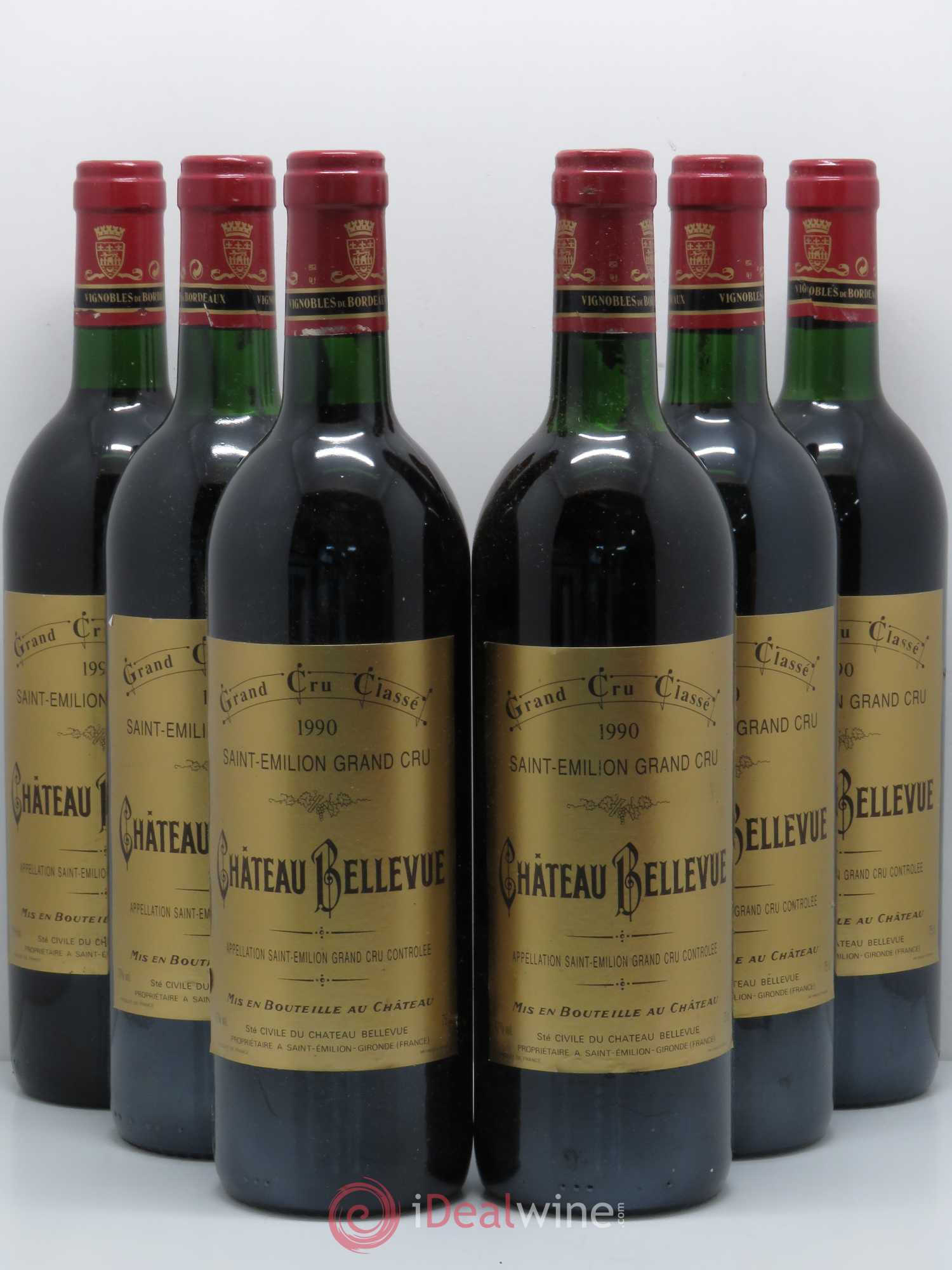 Château Bellevue Grand Cru Classé 1990 - Lot de 6 bouteilles - 0