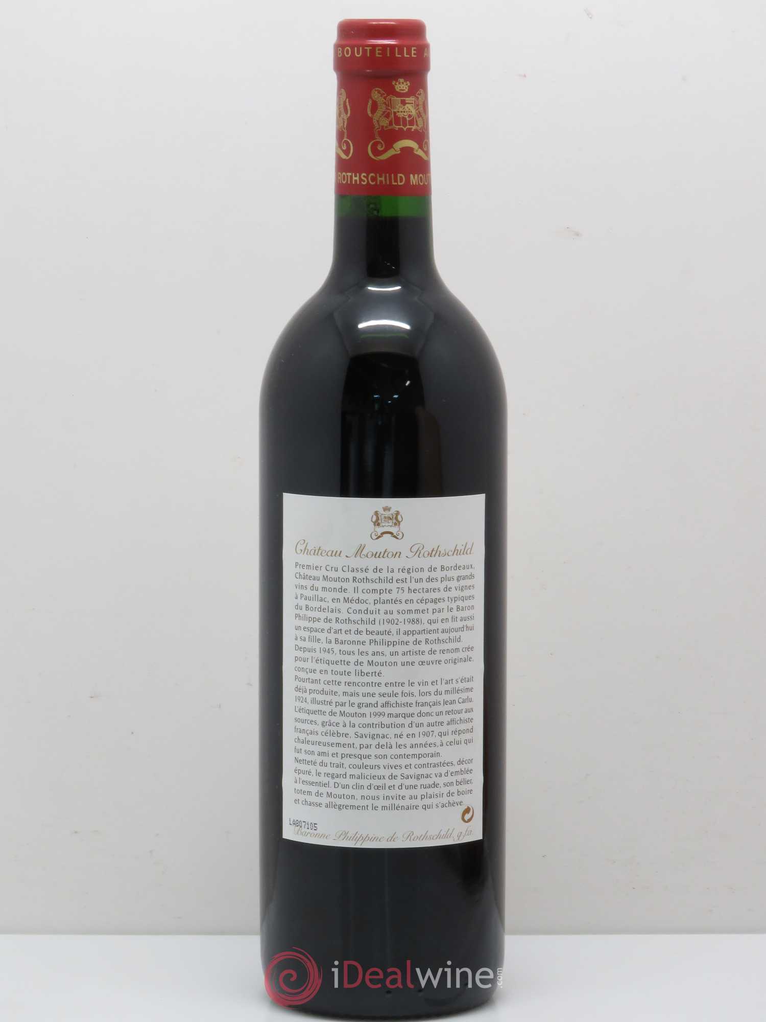 Château Mouton Rothschild 1er Grand Cru Classé 1999 - Lot de 1 bouteille - 1