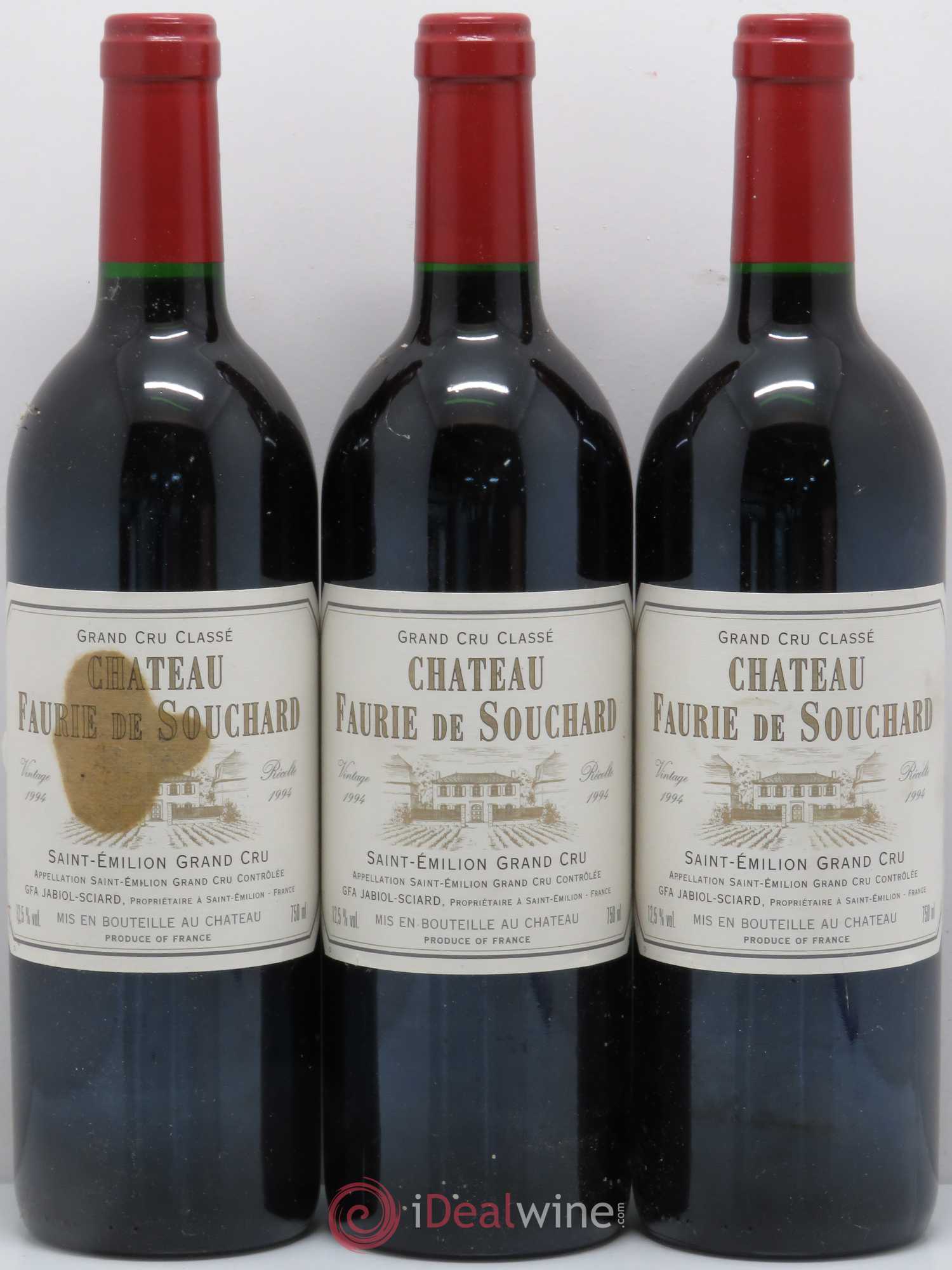Château Faurie de Souchard Grand Cru Classé 1994 - Lot de 3 bouteilles - 0