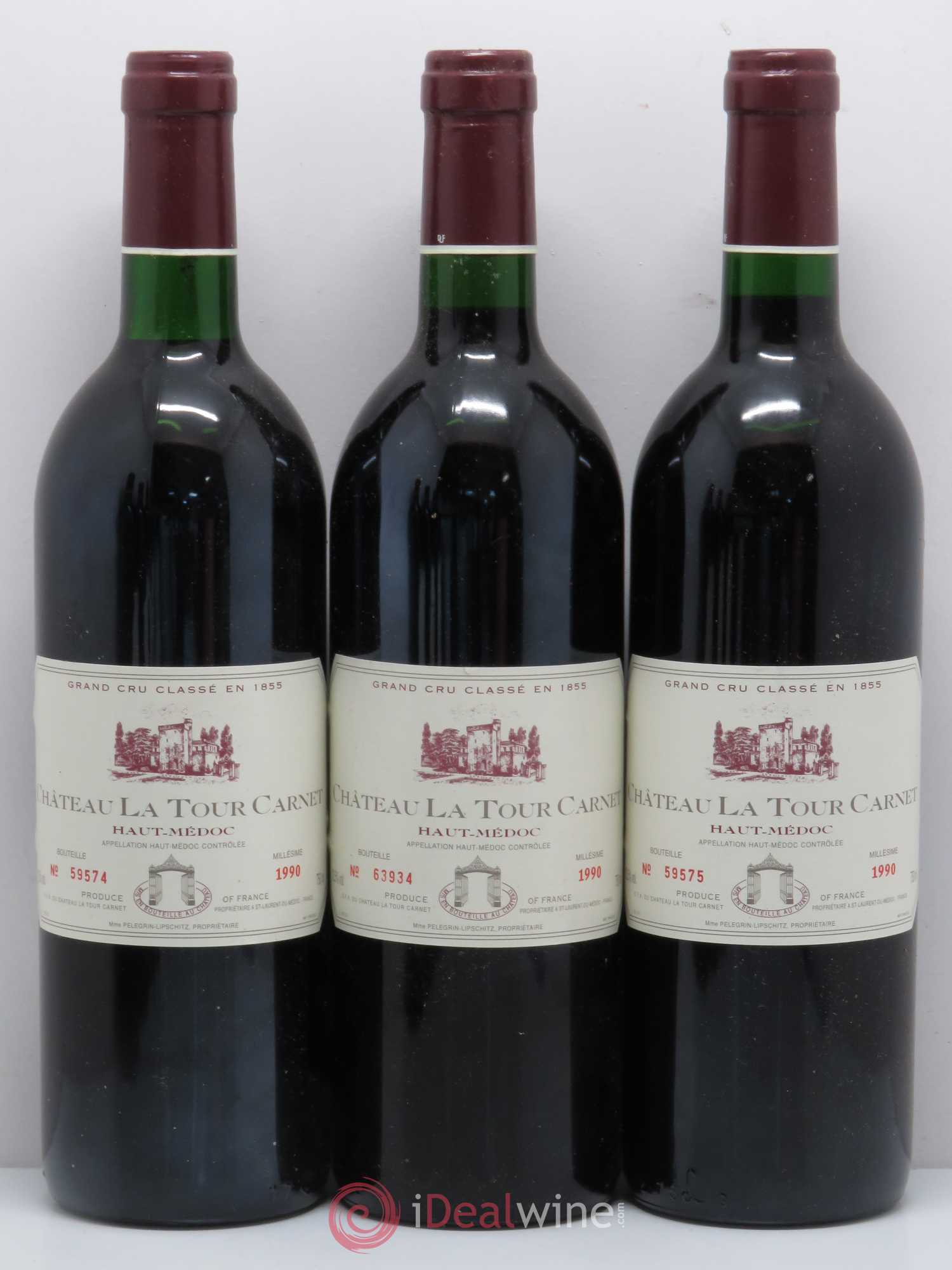 Château la Tour Carnet 4ème Grand Cru Classé 1990 - Lot de 6 bouteilles - 1