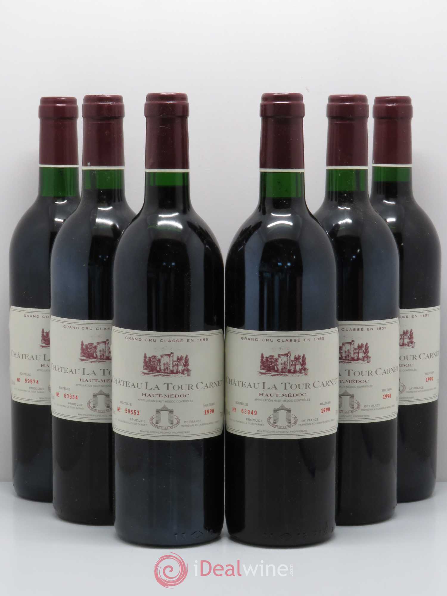 Château la Tour Carnet 4ème Grand Cru Classé 1990 - Lot de 6 bouteilles - 0