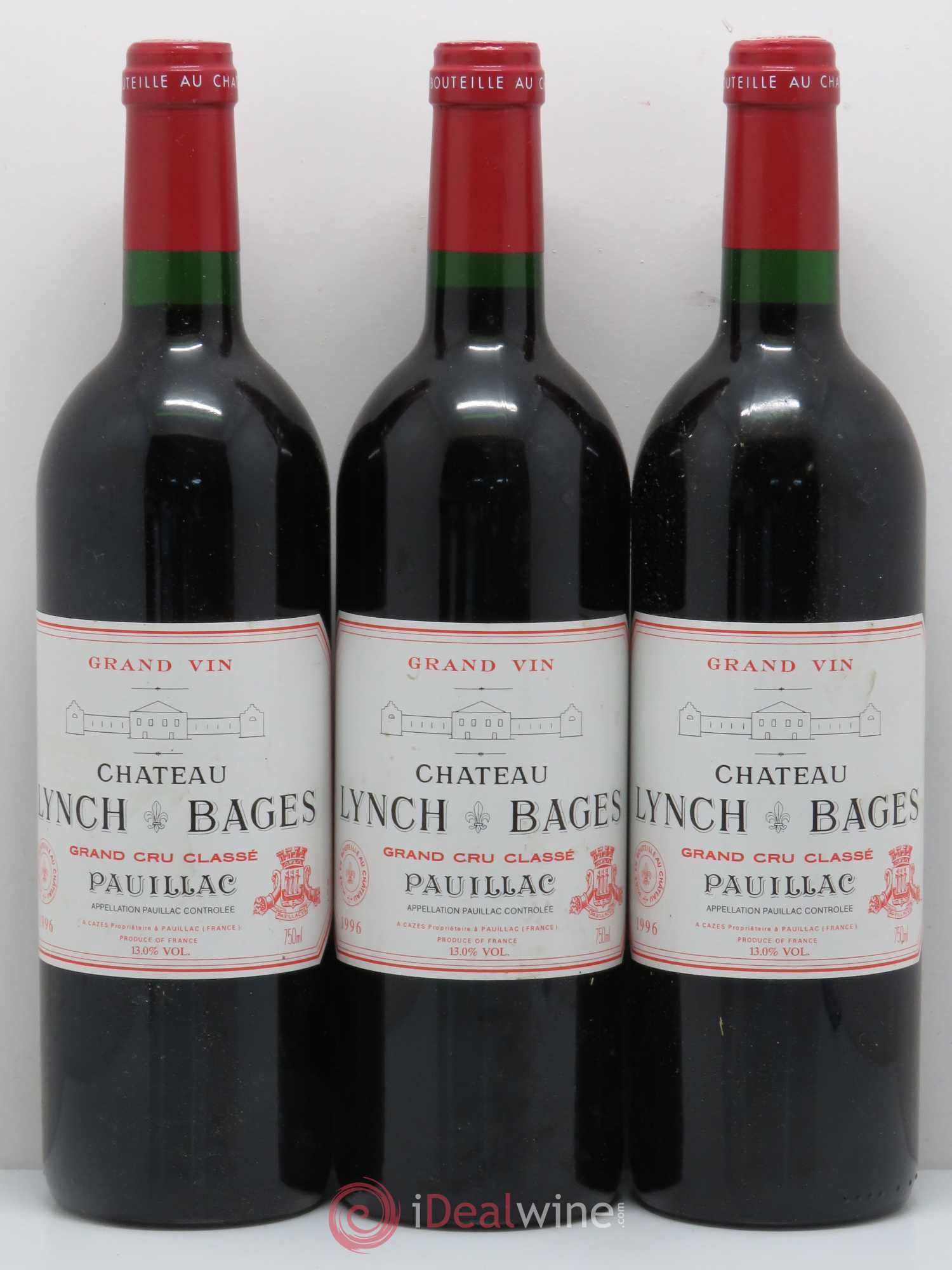 Château Lynch Bages 5ème Grand Cru Classé 1996 - Lot de 3 bouteilles - 0