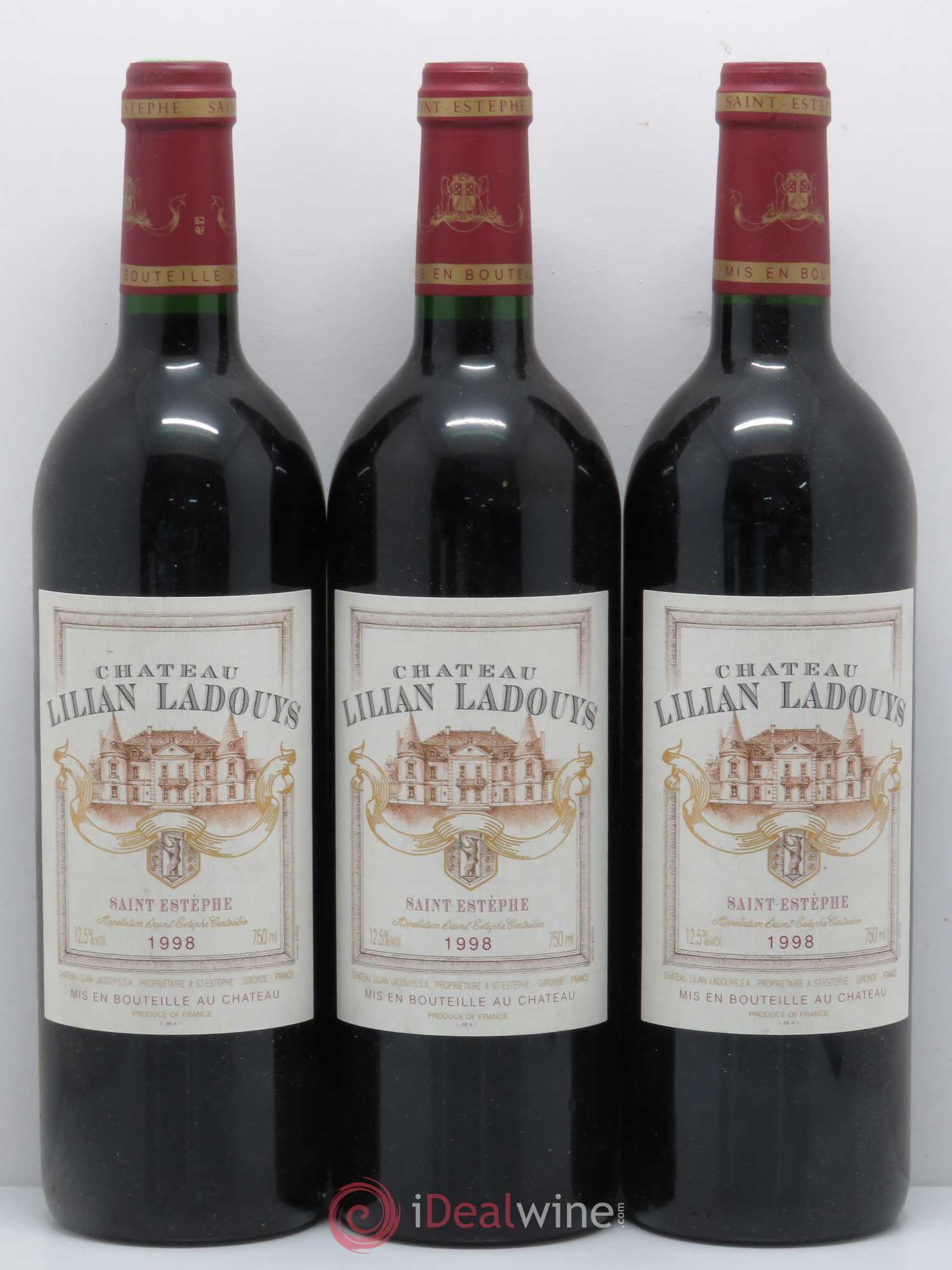 Château Lilian Ladouys Cru Bourgeois 1998 - Lot de 3 bouteilles - 0