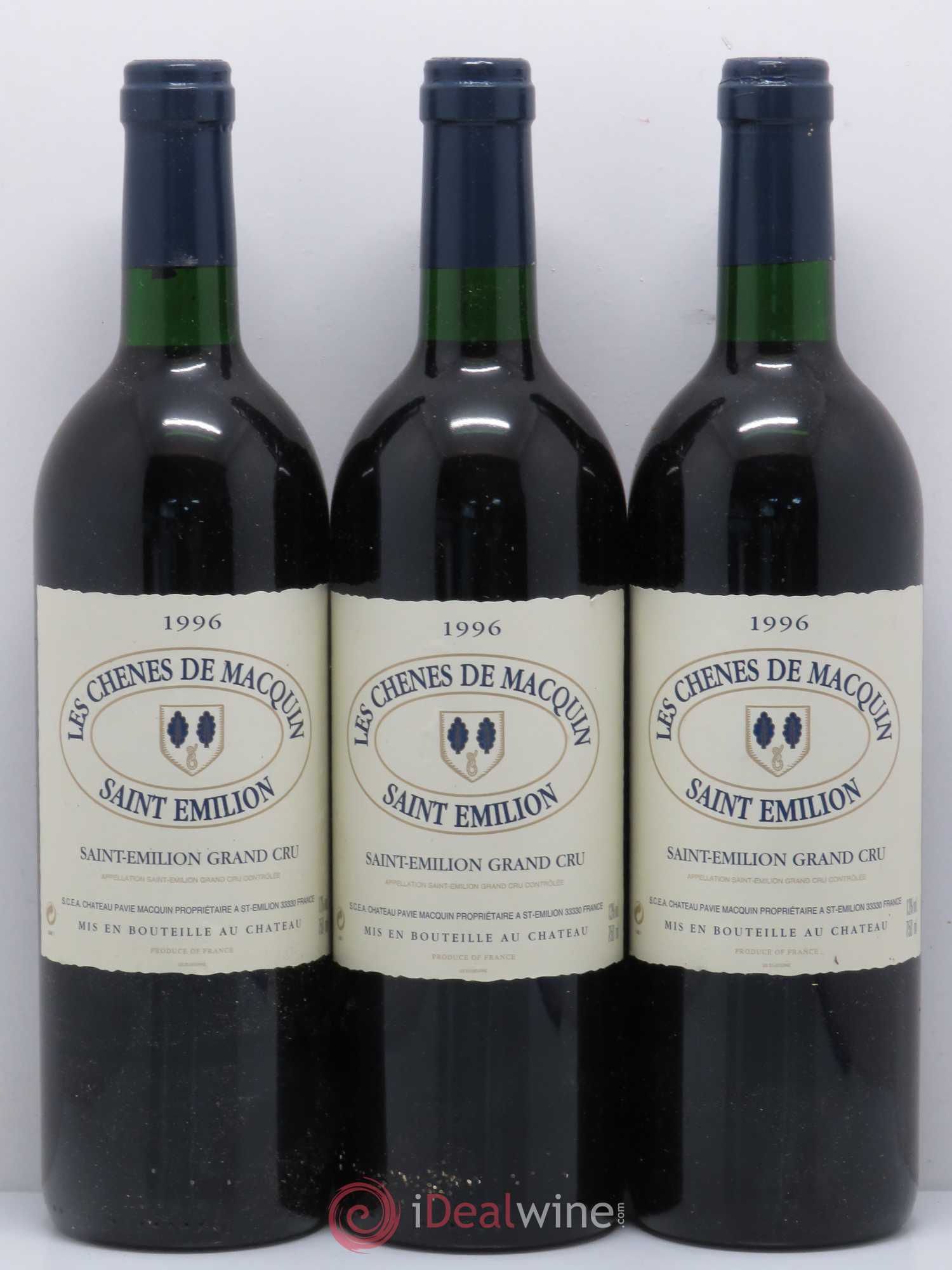 Saint-Émilion Les Chenes de Macquin 1996 - Posten von 3 Flaschen - 0