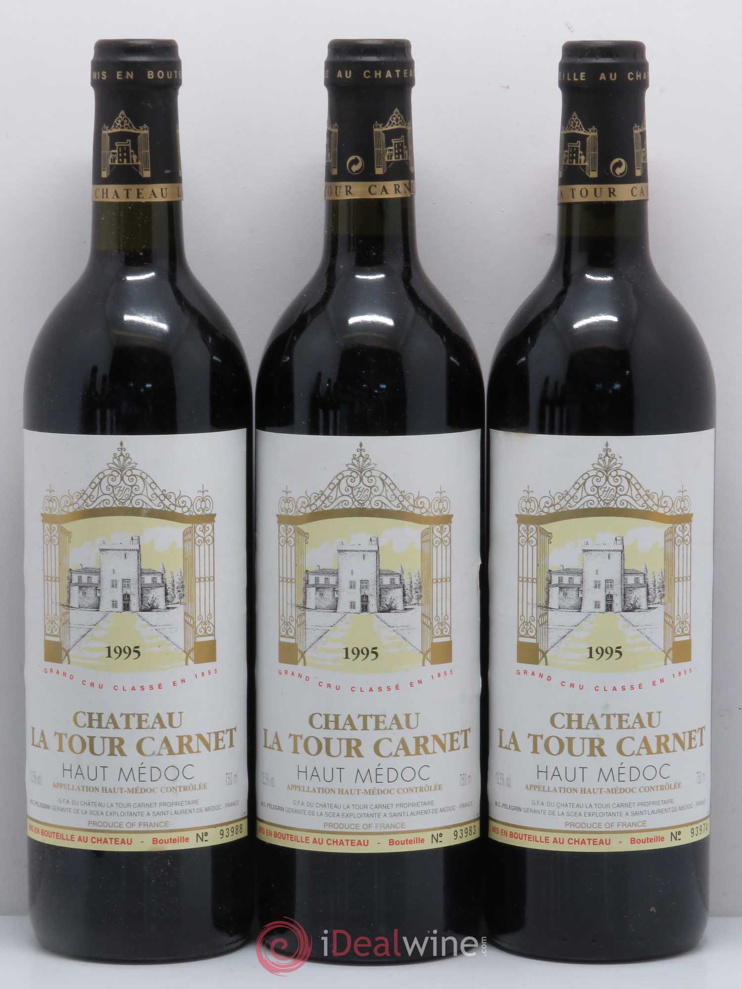 Château la Tour Carnet 4ème Grand Cru Classé 1995 - Lot de 6 bouteilles - 1