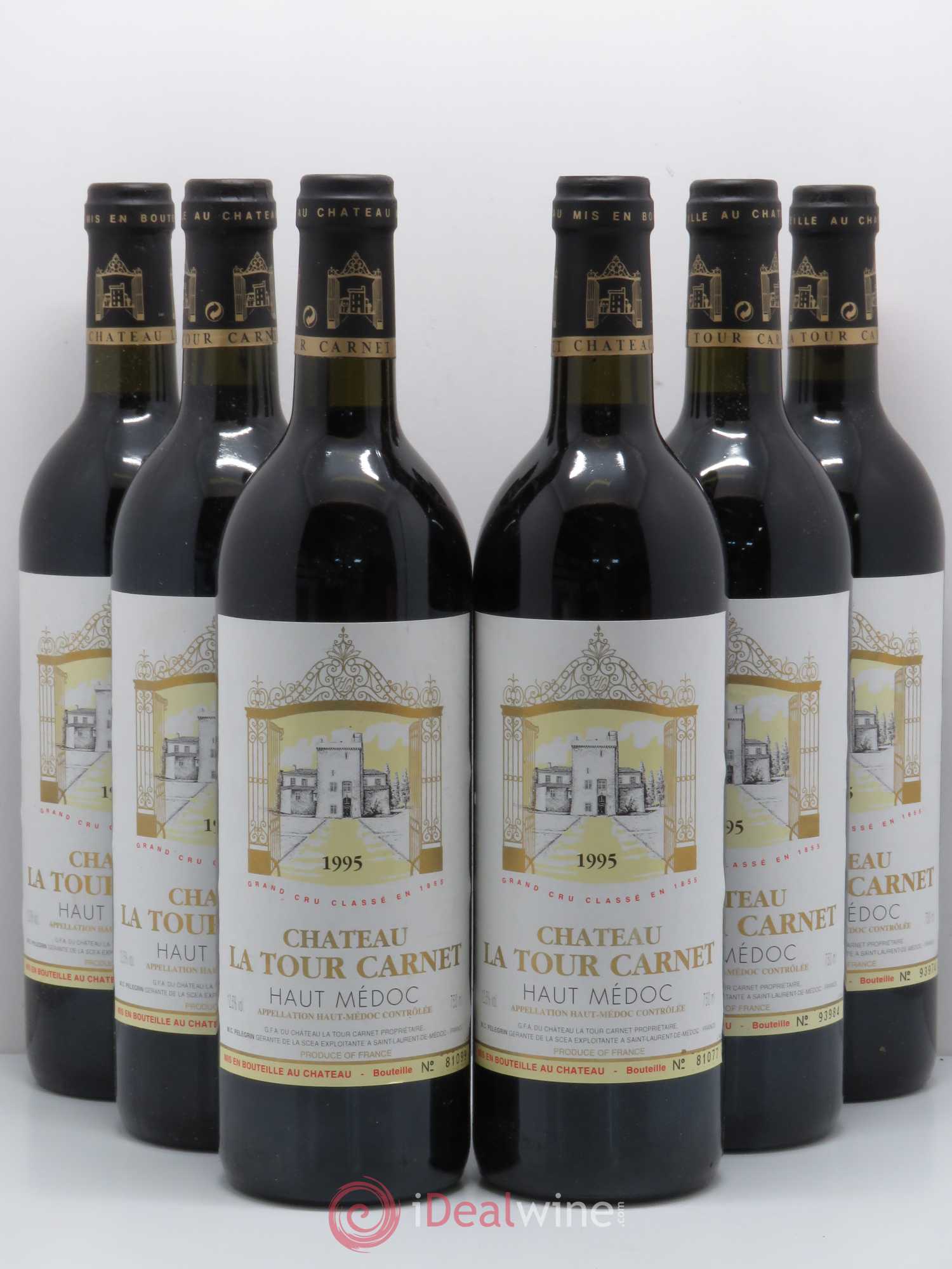 Château la Tour Carnet 4ème Grand Cru Classé 1995 - Lot de 6 bouteilles - 0