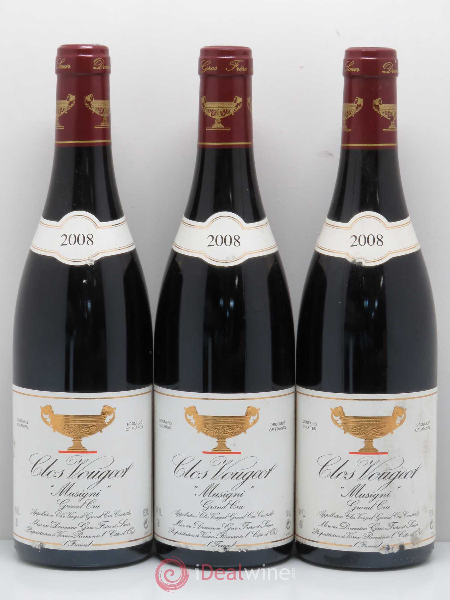 Clos de Vougeot Grand Cru Musigni Gros Frère & Soeur 2008 - Lot de 3 bouteilles - 0