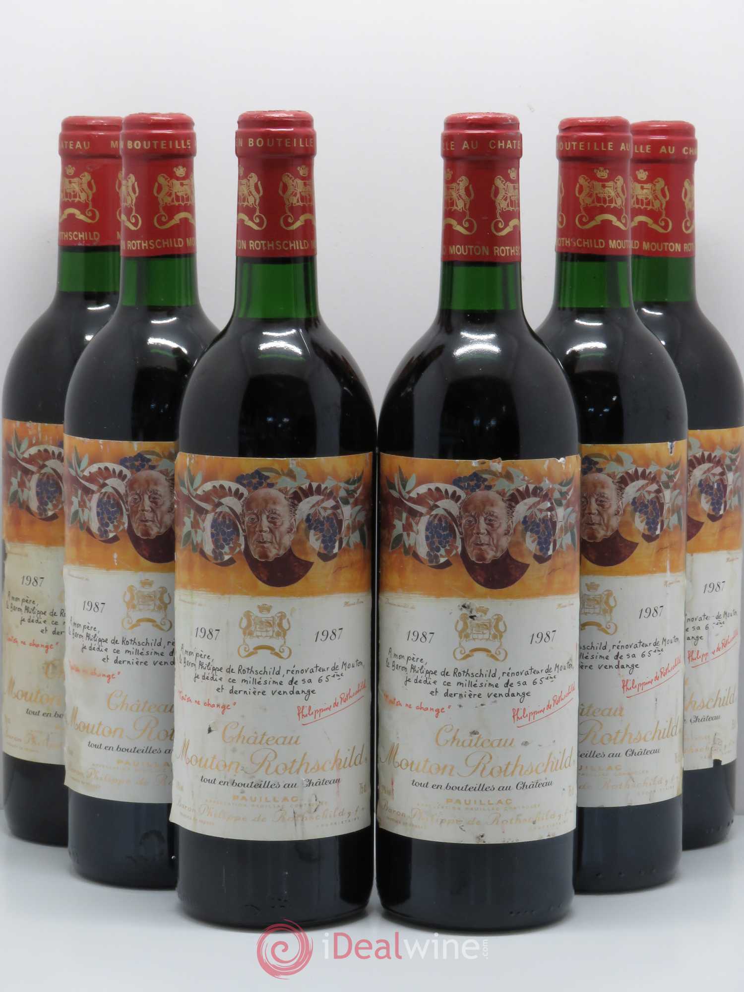 Château Mouton Rothschild 1er Grand Cru Classé 1987 - Lot de 6 bouteilles - 0