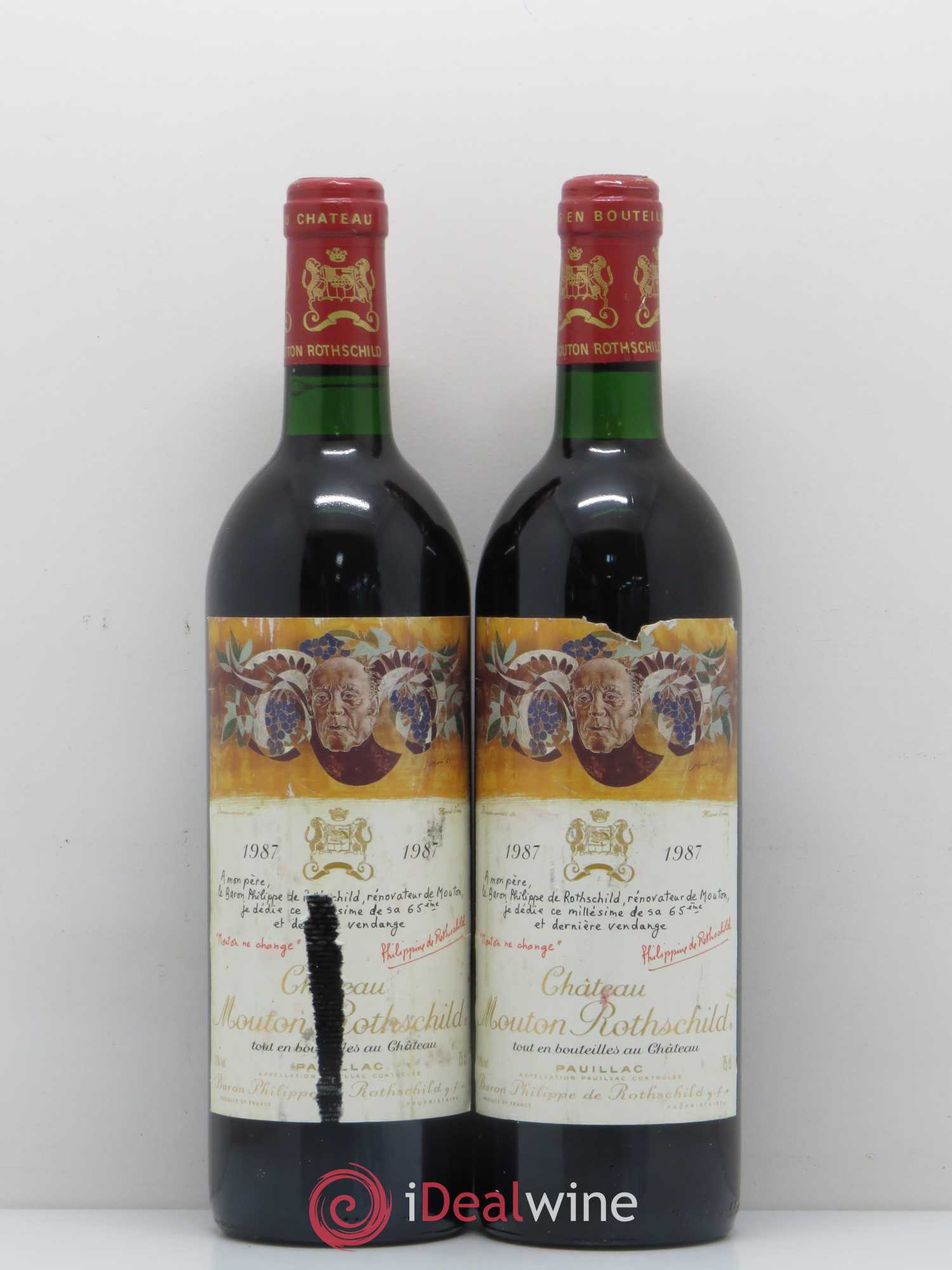 Château Mouton Rothschild 1er Grand Cru Classé 1987 - Lot de 2 bouteilles - 0