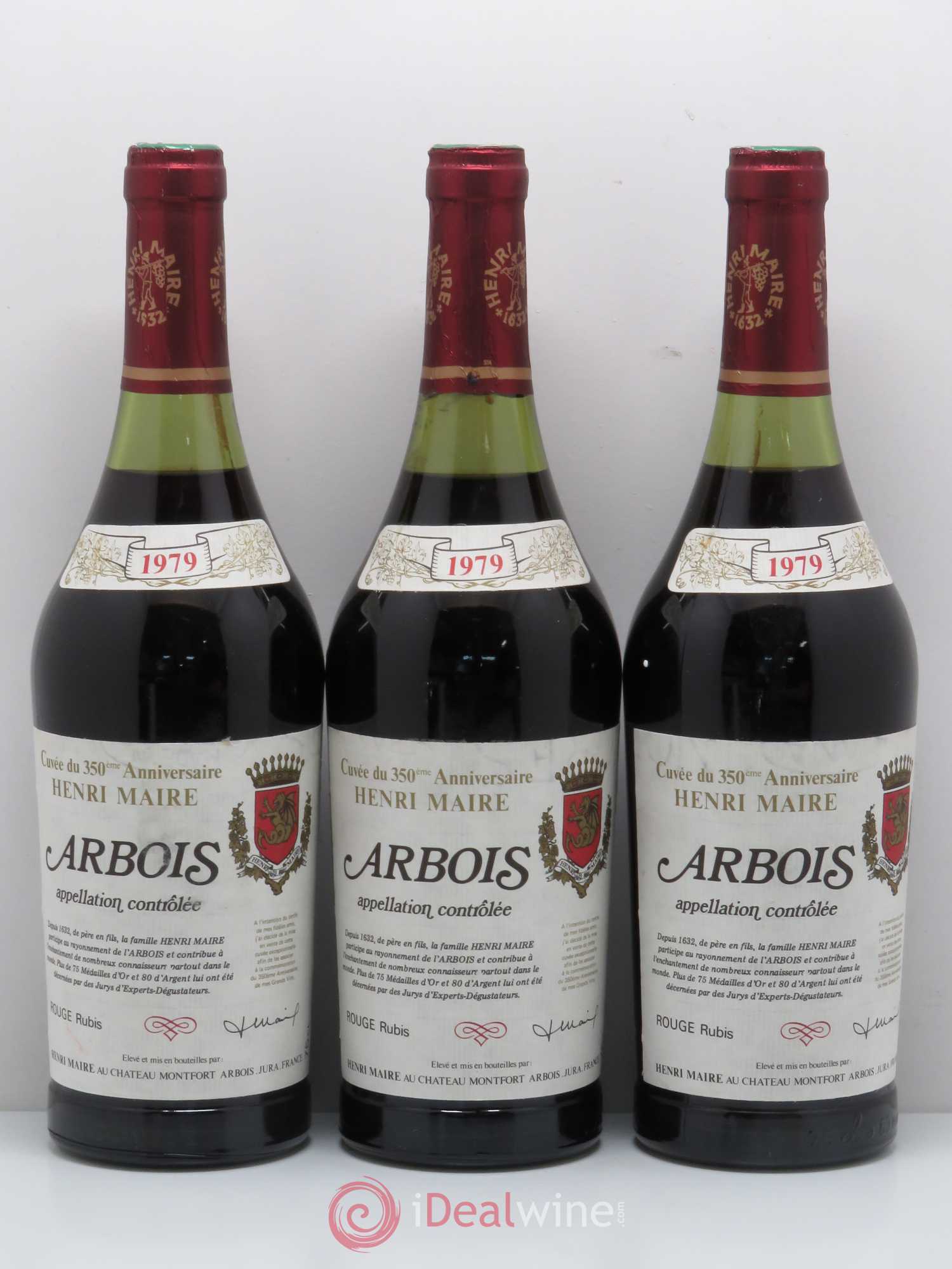 Arbois Rubis Henri Maire cuvée 350ème anniversaire 1979 - Posten von 3 Flaschen - 0