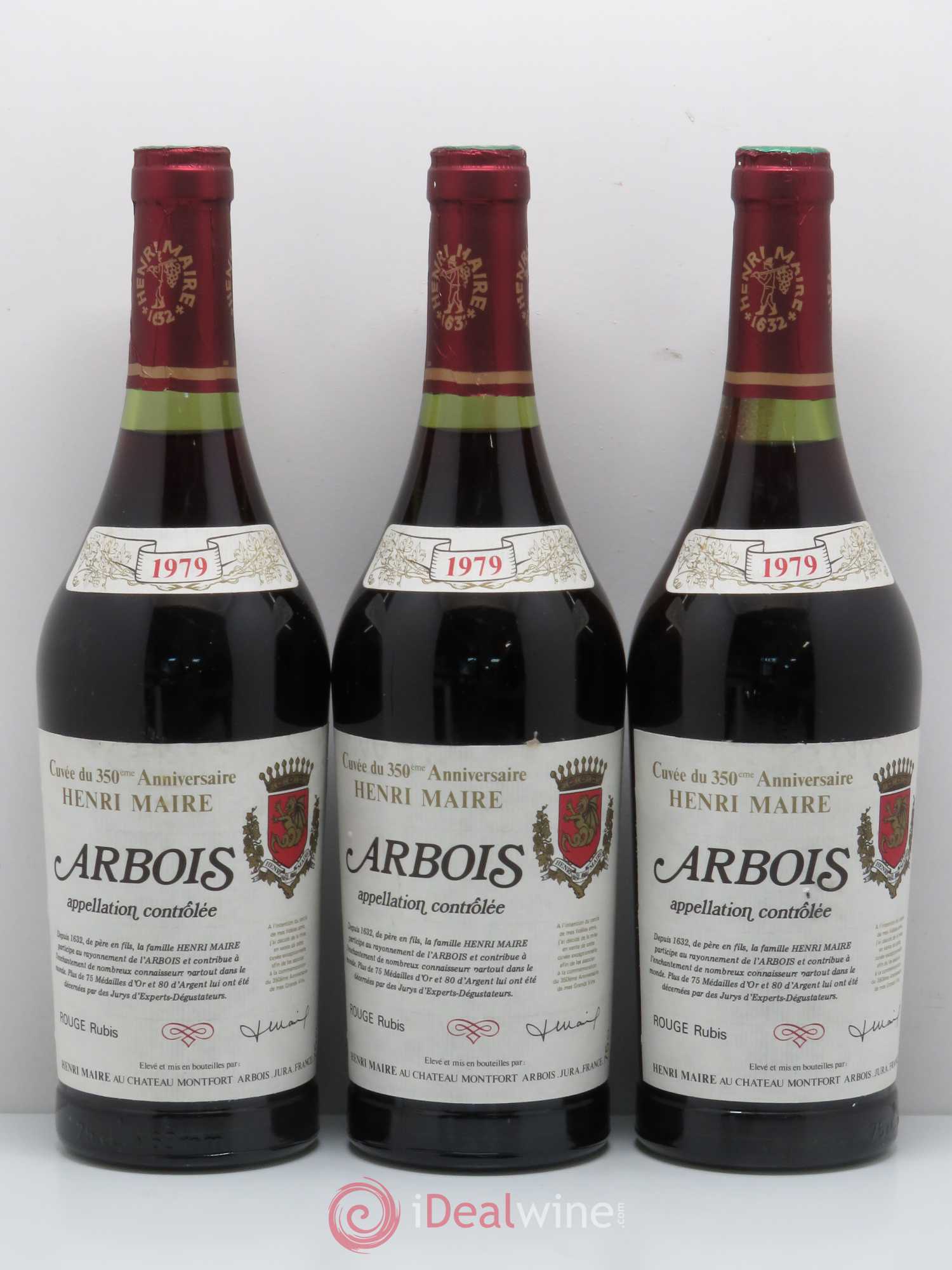 Arbois Rubis Henri Maire cuvée 350ème anniversaire 1979 - Posten von 3 Flaschen - 0