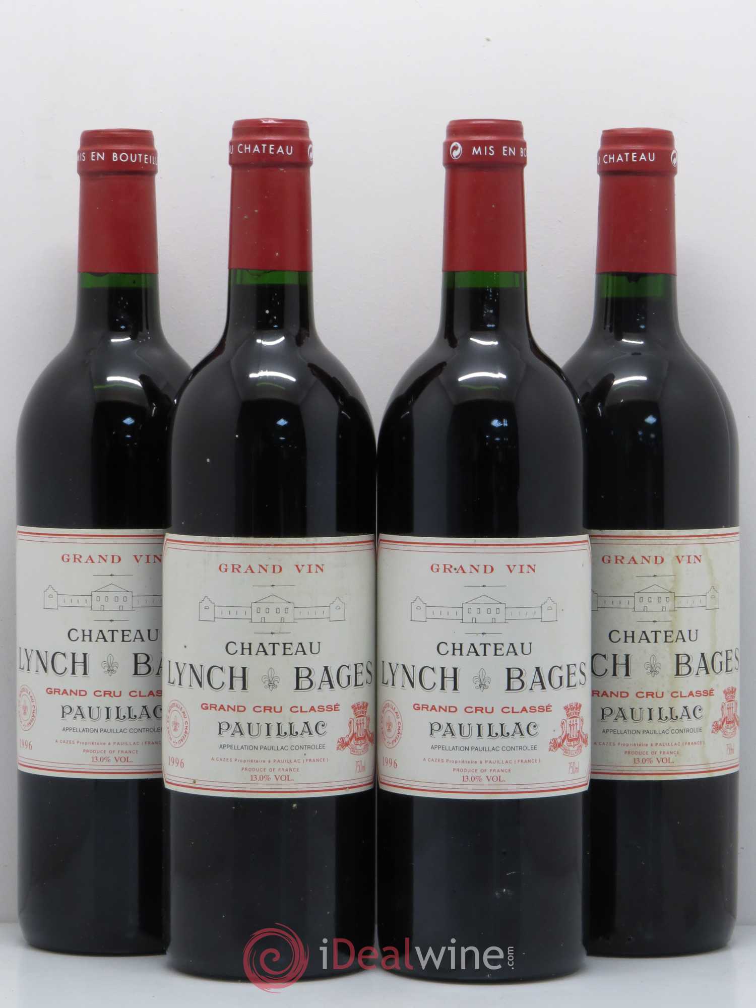 Château Lynch Bages 5ème Grand Cru Classé 1996 - Lot de 4 bouteilles - 0