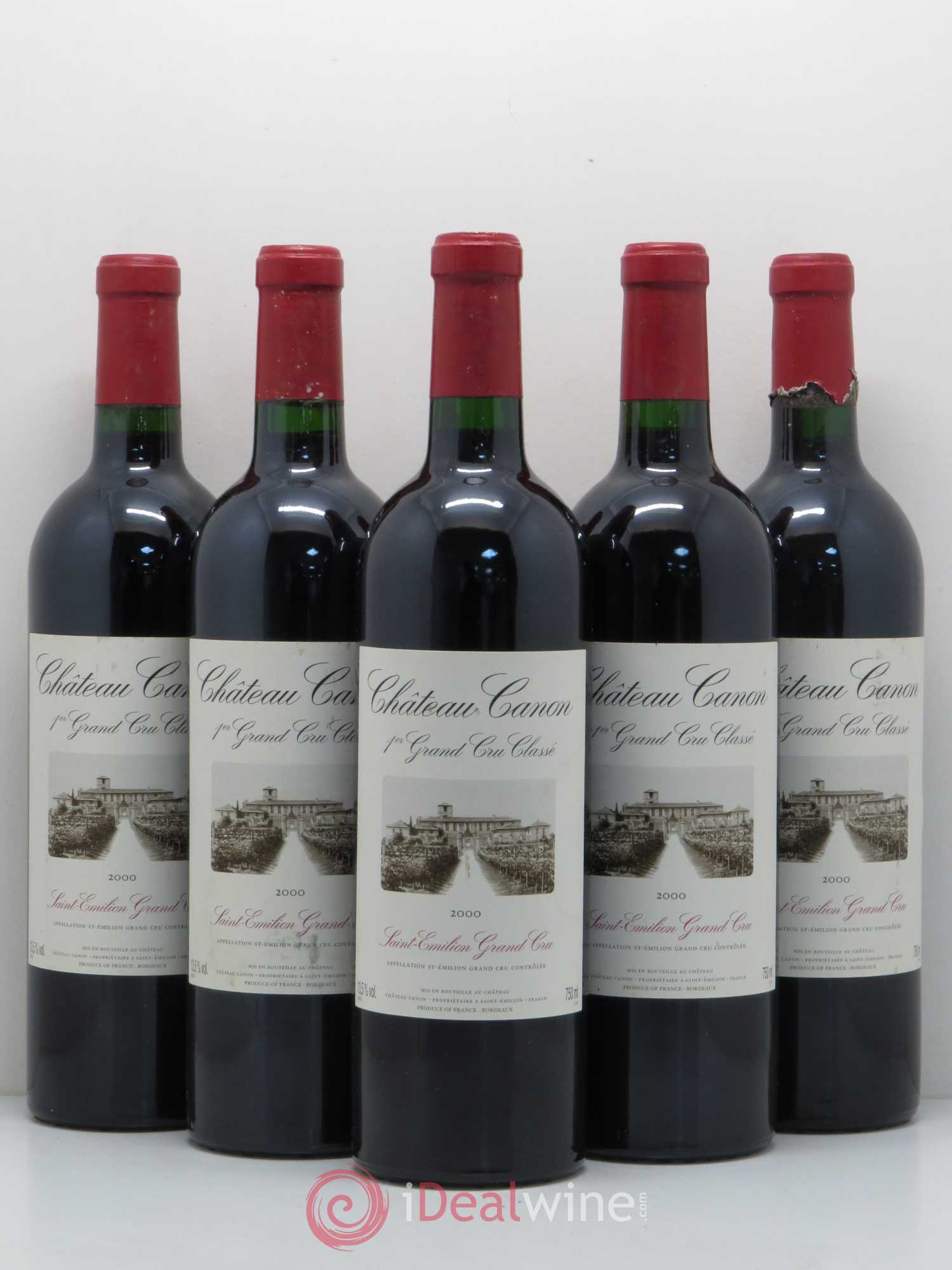 Château Canon 1er Grand Cru Classé B 2000 - Lot de 5 bouteilles - 0