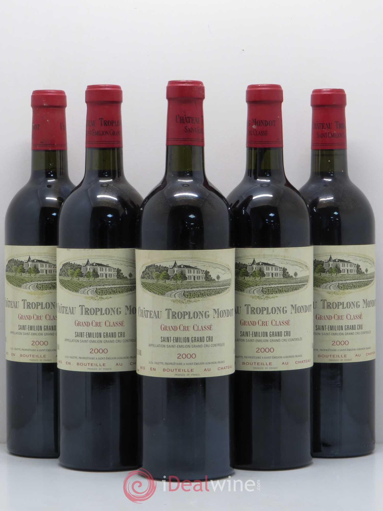 Château Troplong Mondot 1er Grand Cru Classé B 2000 - Lot de 5 bouteilles - 0