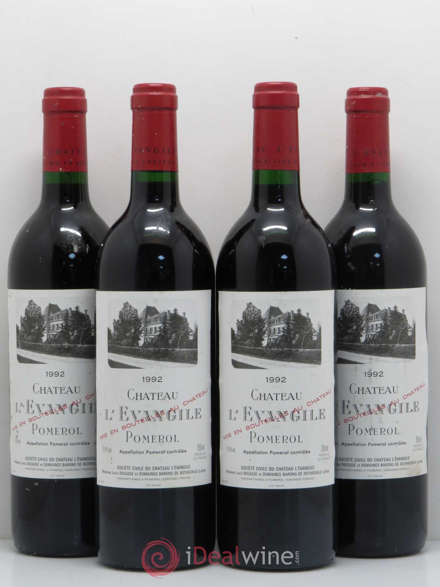 Château l' Évangile 1992 - Lot de 4 bouteilles - 0
