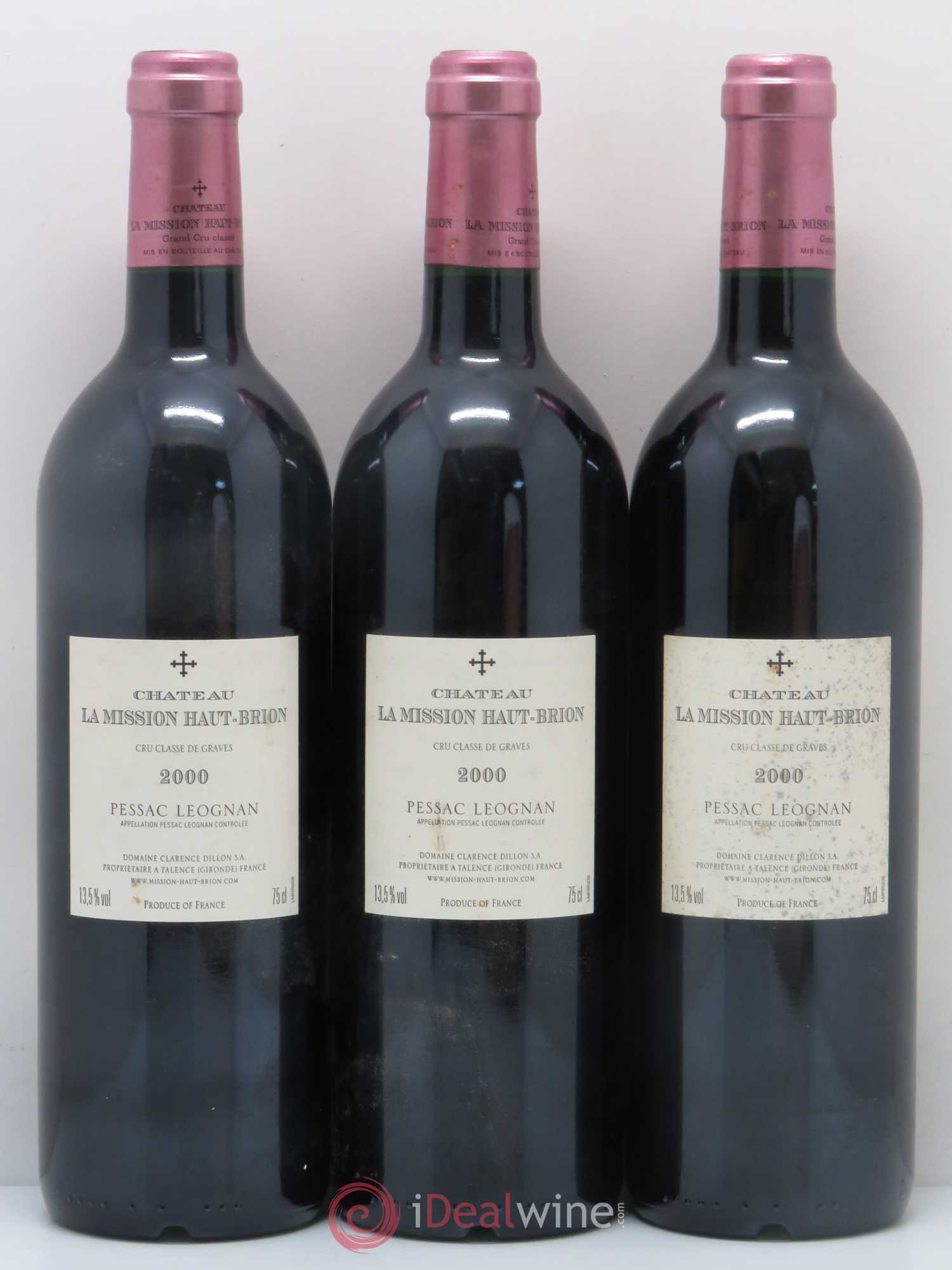 Château la Mission Haut-Brion Cru Classé de Graves 2000 - Lot de 3 bouteilles - 1