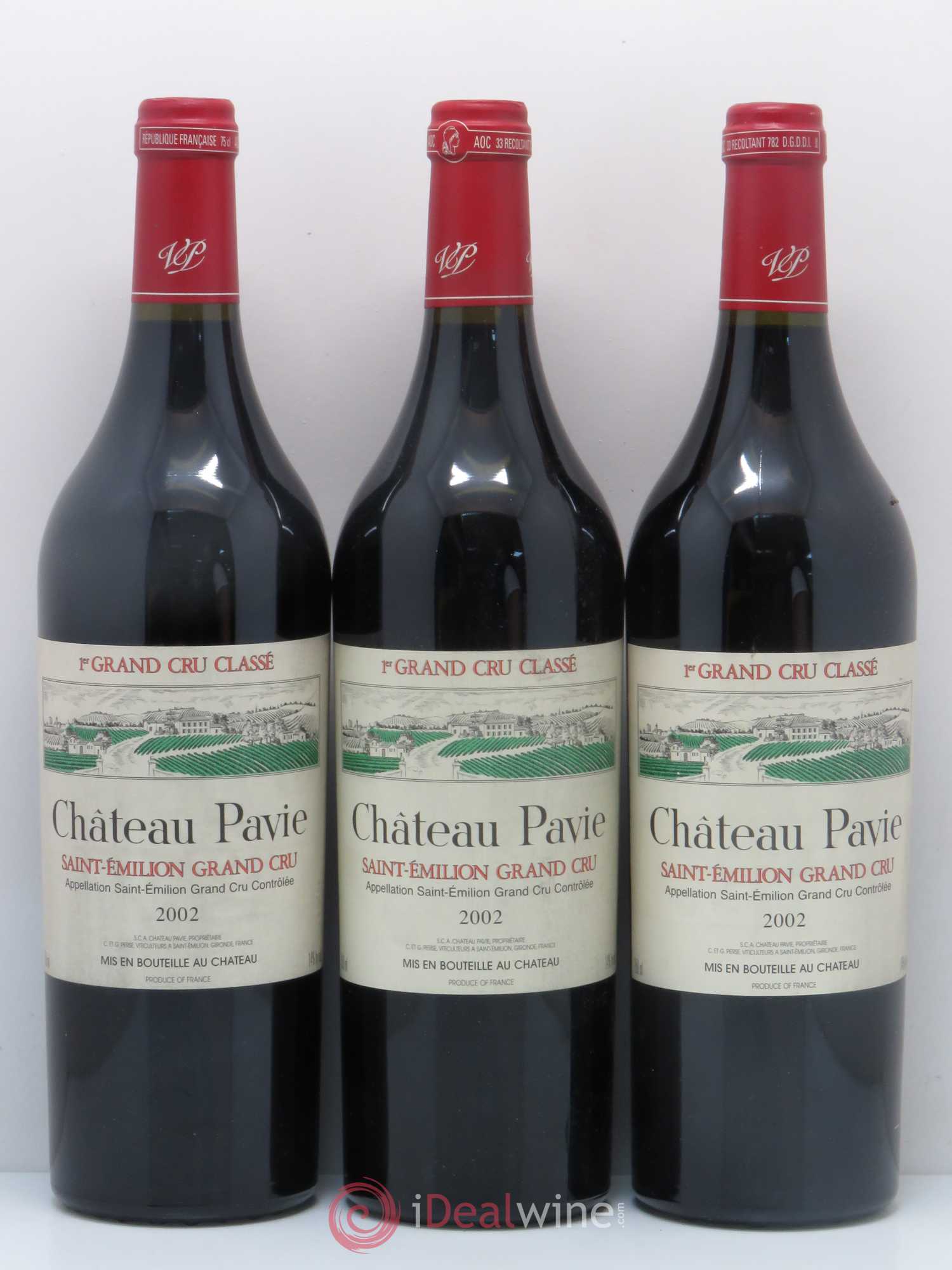 Château Pavie 1er Grand Cru Classé A 2002 - Lot de 3 bouteilles - 0