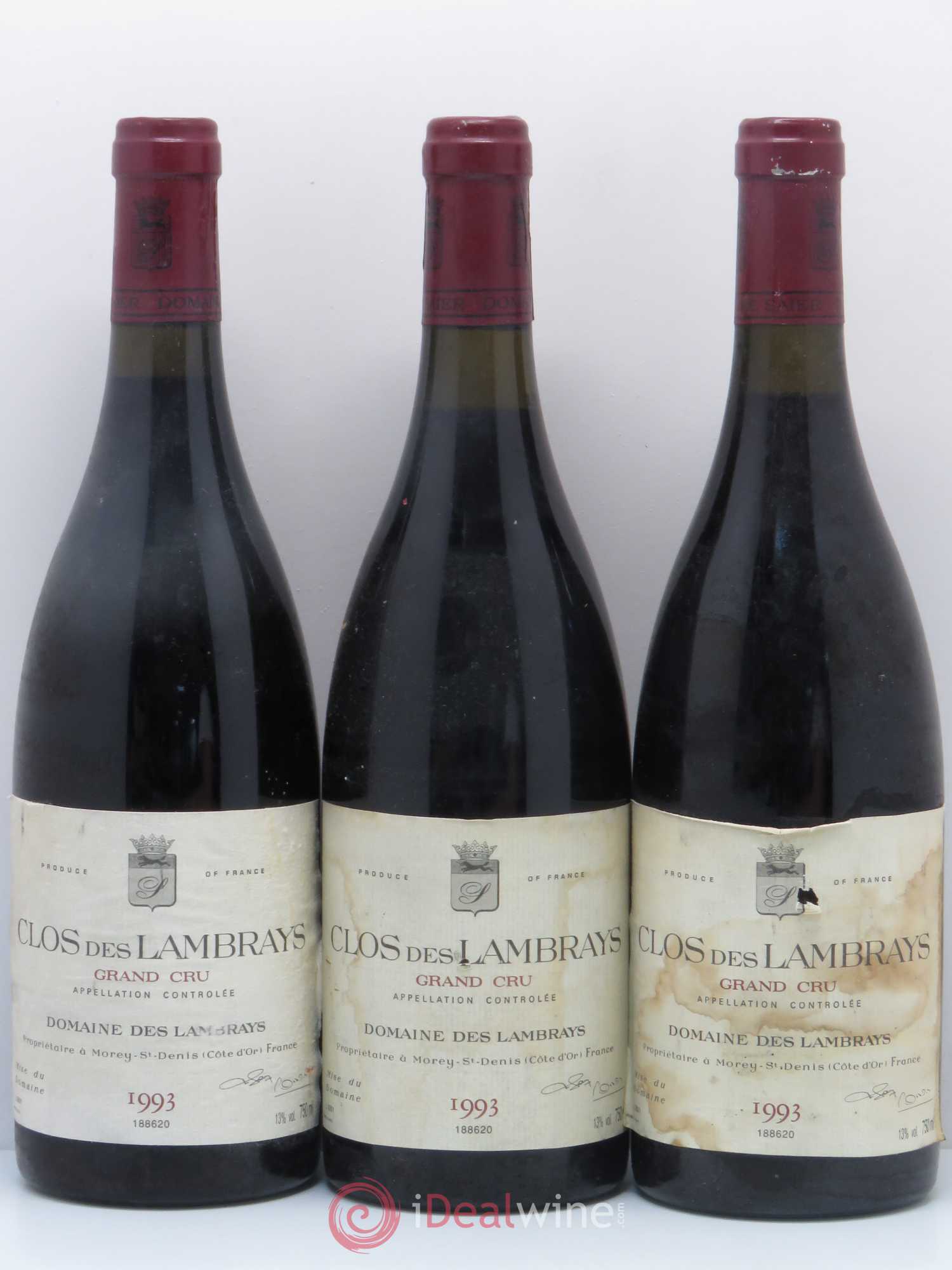 Clos des Lambrays Grand Cru Domaine des Lambrays 1993 - Lot de 3 bouteilles - 0