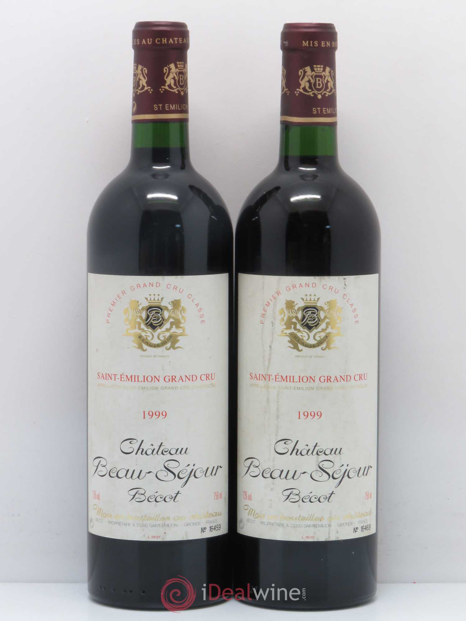Château Beau-Séjour Bécot 1er Grand Cru Classé B 1999 - Lot de 2 bouteilles - 0