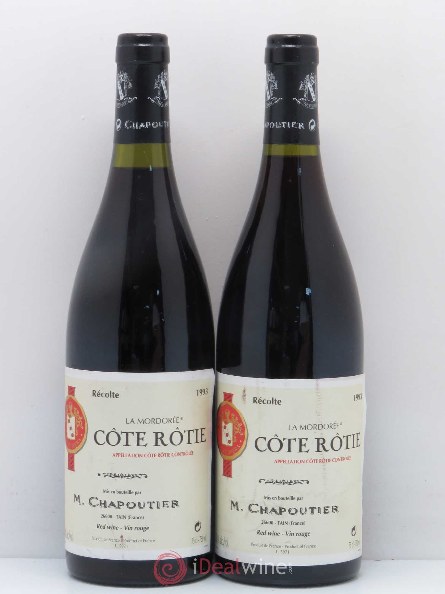 Côte-Rôtie La Mordorée Chapoutier 1993 - Lot de 2 bouteilles - 0