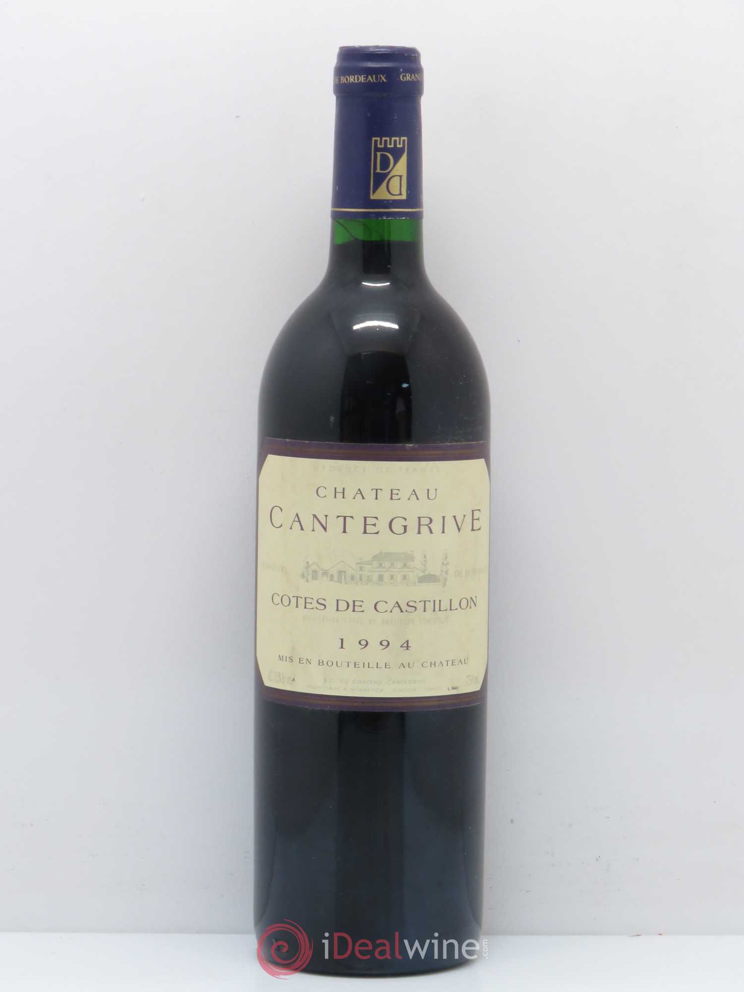 Bordeaux Château Cantegrive Côte de Castillon (sans prix de réserve) 1994 - Posten von 1 Flasche - 0
