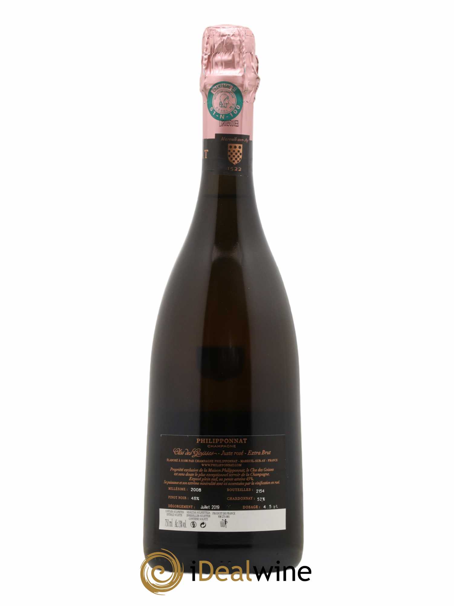 Clos des Goisses Juste Rosé Brut Philipponnat 2008 - Lot of 1 bottle - 1