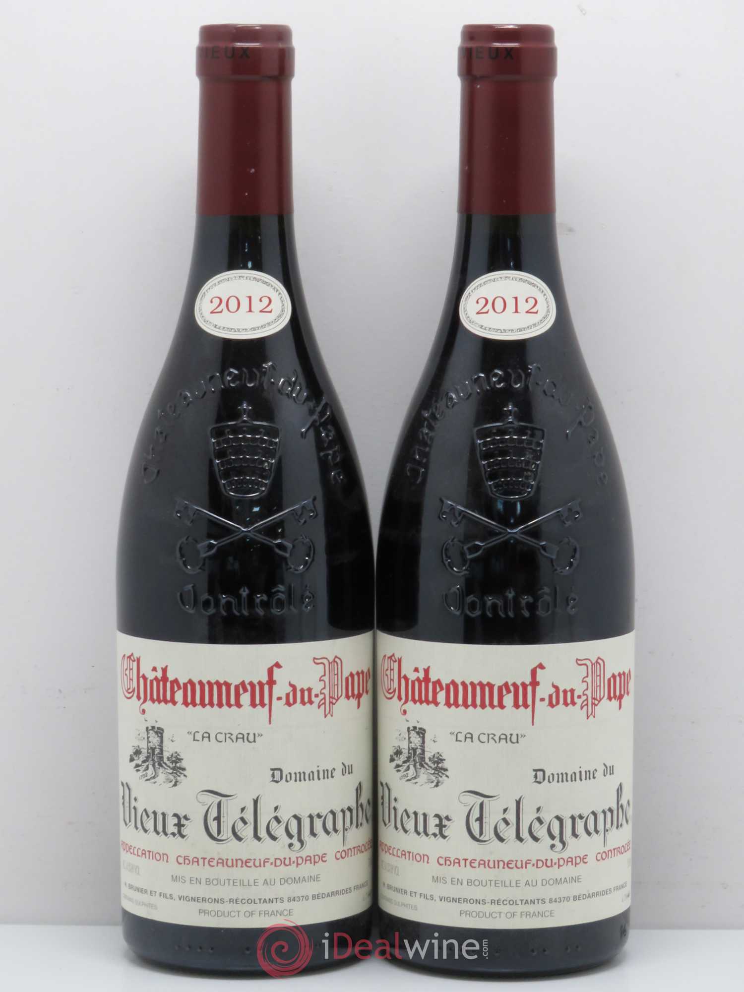 Châteauneuf-du-Pape Vieux Télégraphe (Domaine du) Vignobles Brunier 2012 - Lot de 2 bouteilles - 0