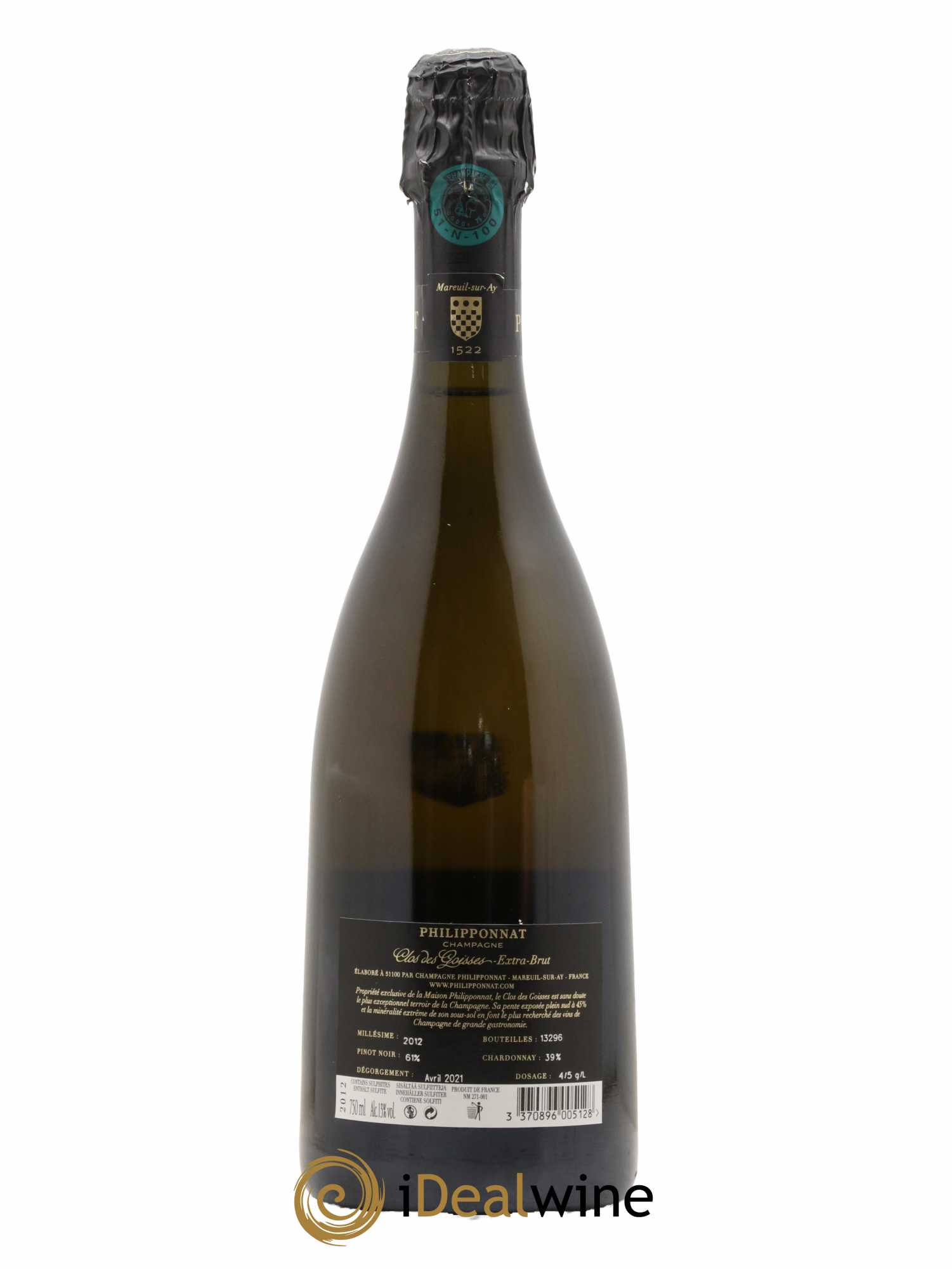 Clos des Goisses Philipponnat 2012 - Lot de 1 bouteille - 1