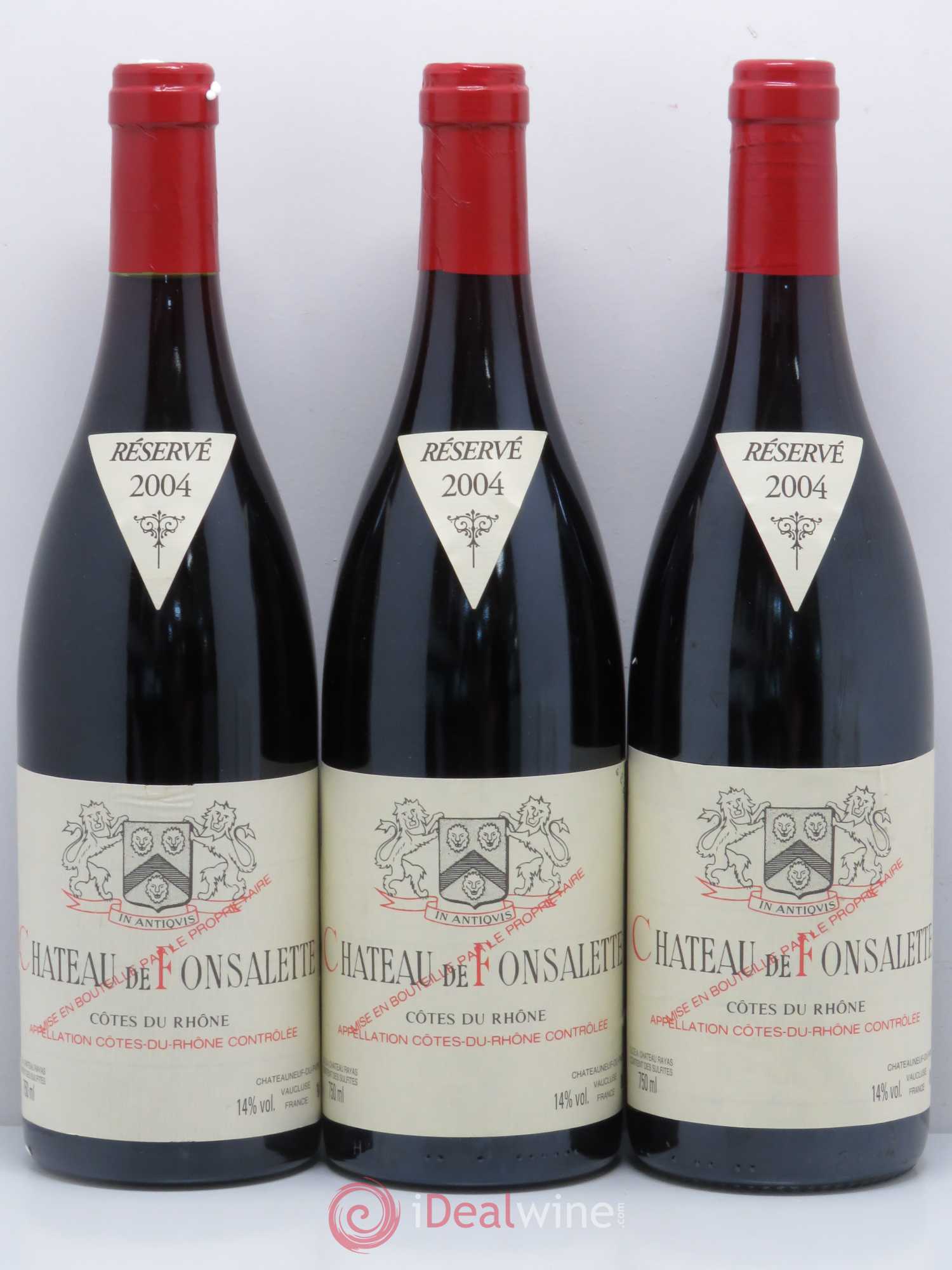 Côtes-du-Rhône Château de Fonsalette Emmanuel Reynaud 2004 - Lot de 3 bouteilles - 0