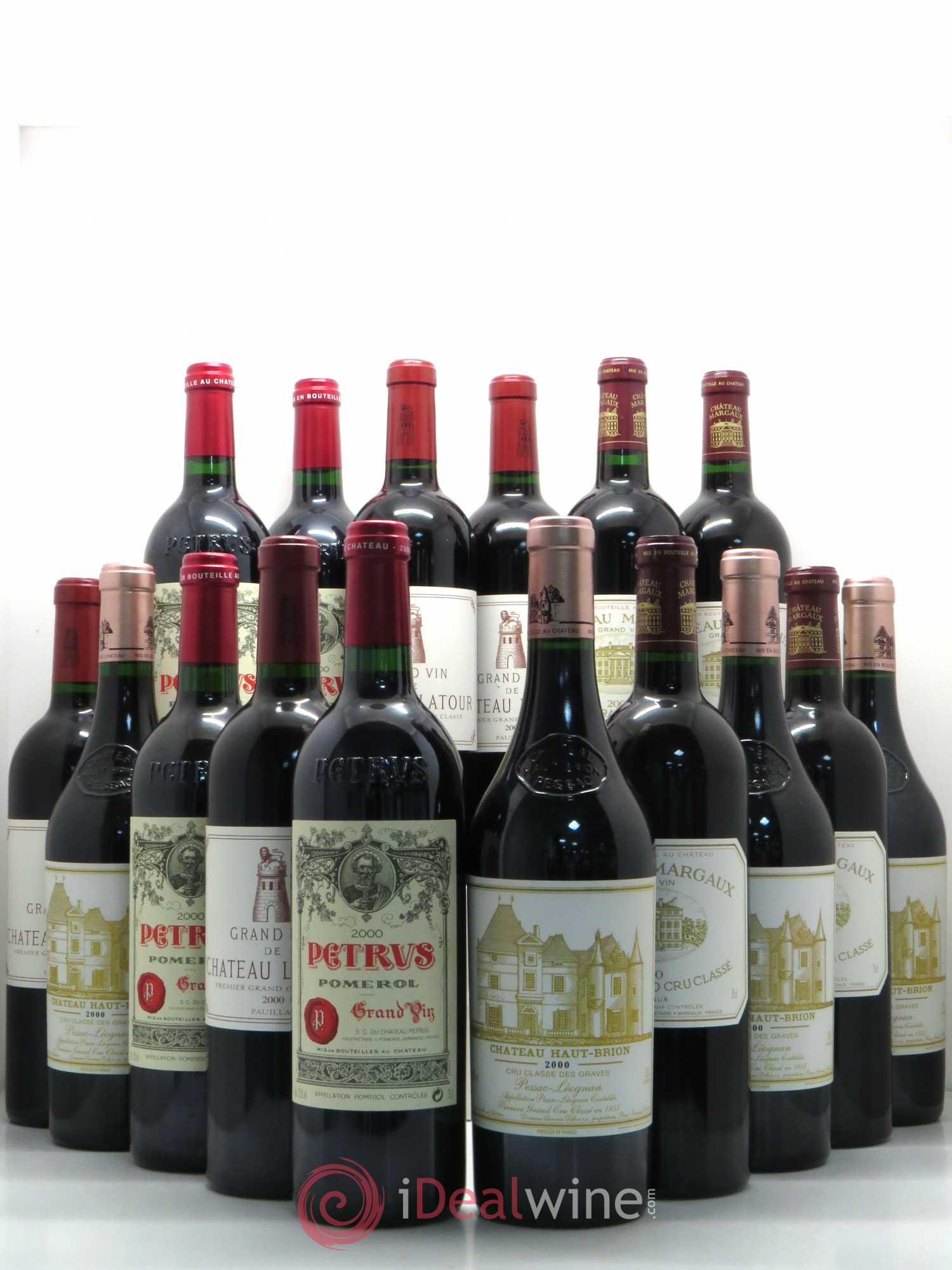 Caisse Carré d'As (4 Petrus, 4 Margaux, 4 Latour, 4 Haut Brion) 2000 - Posten von 16 Flaschen - 0