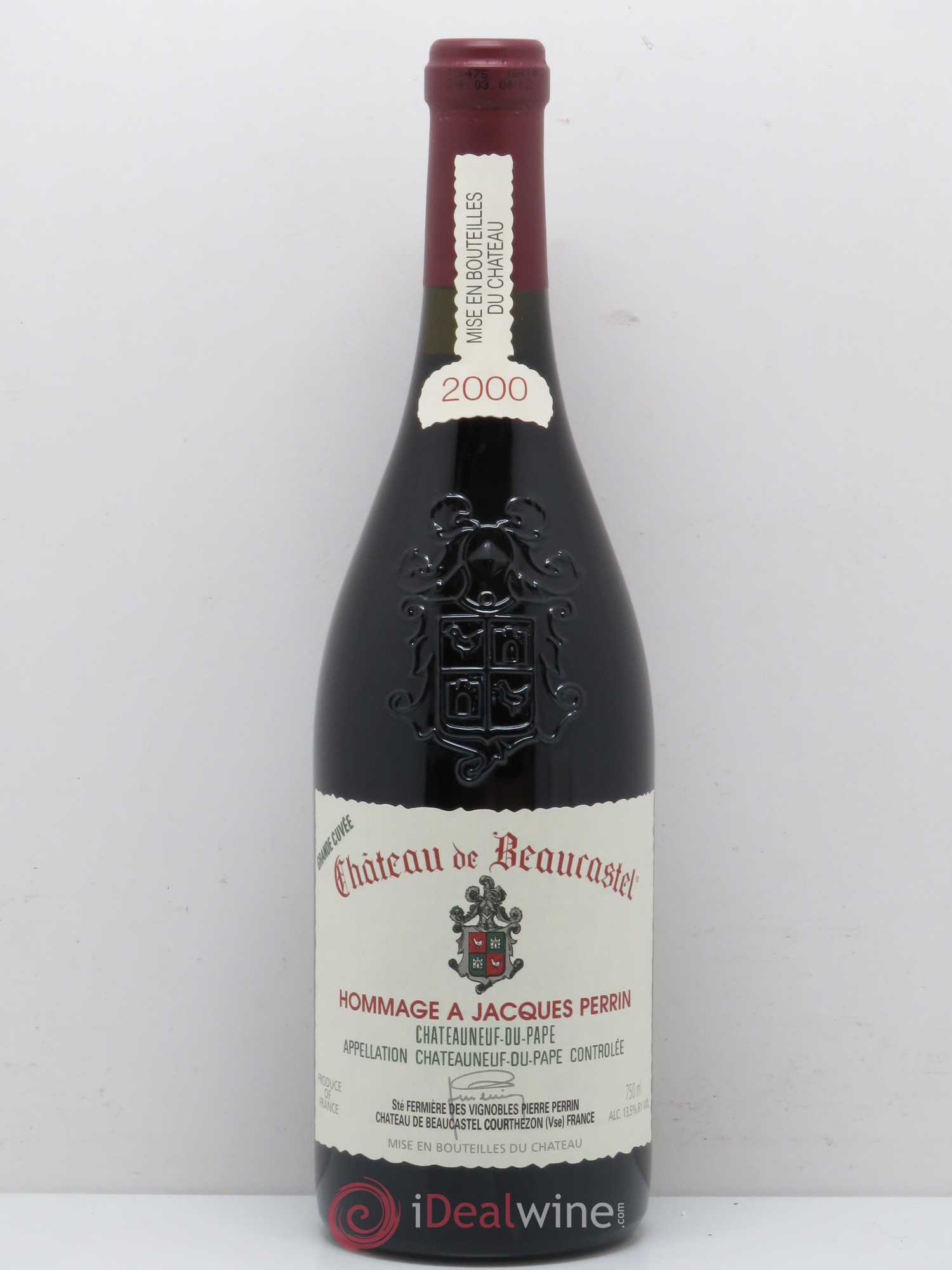 Châteauneuf-du-Pape Château de Beaucastel Hommage à Jacques Perrin Famille Perrin 2000 - Lot de 1 bouteille - 0