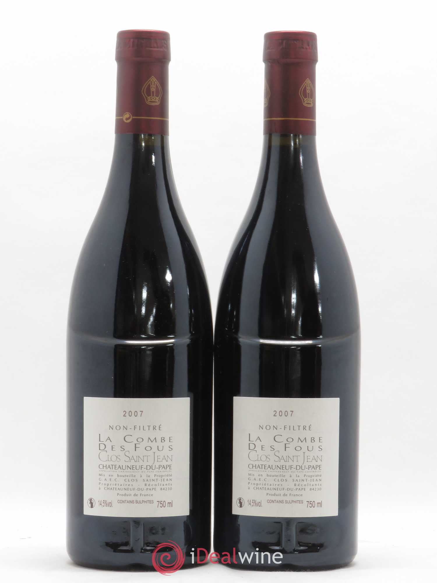 Châteauneuf-du-Pape Clos Saint-Jean La Combe des Fous Pascal et Vincent Maurel 2007 - Lot de 2 bouteilles - 1