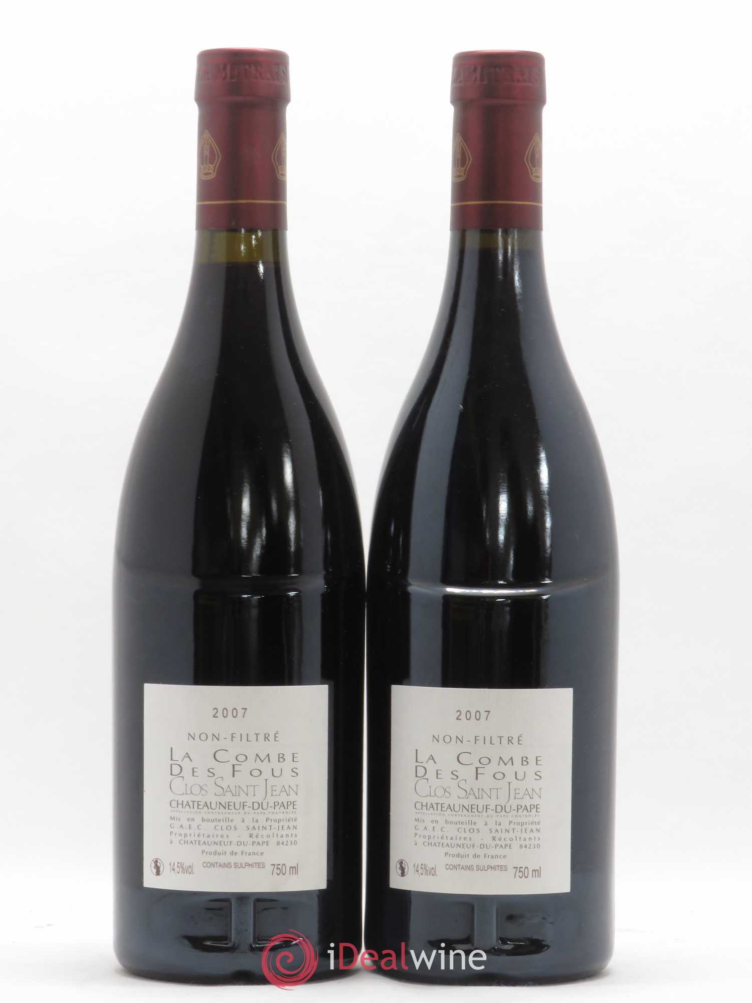 Châteauneuf-du-Pape Clos Saint-Jean La Combe des Fous Pascal et Vincent Maurel 2007 - Lot de 2 bouteilles - 1