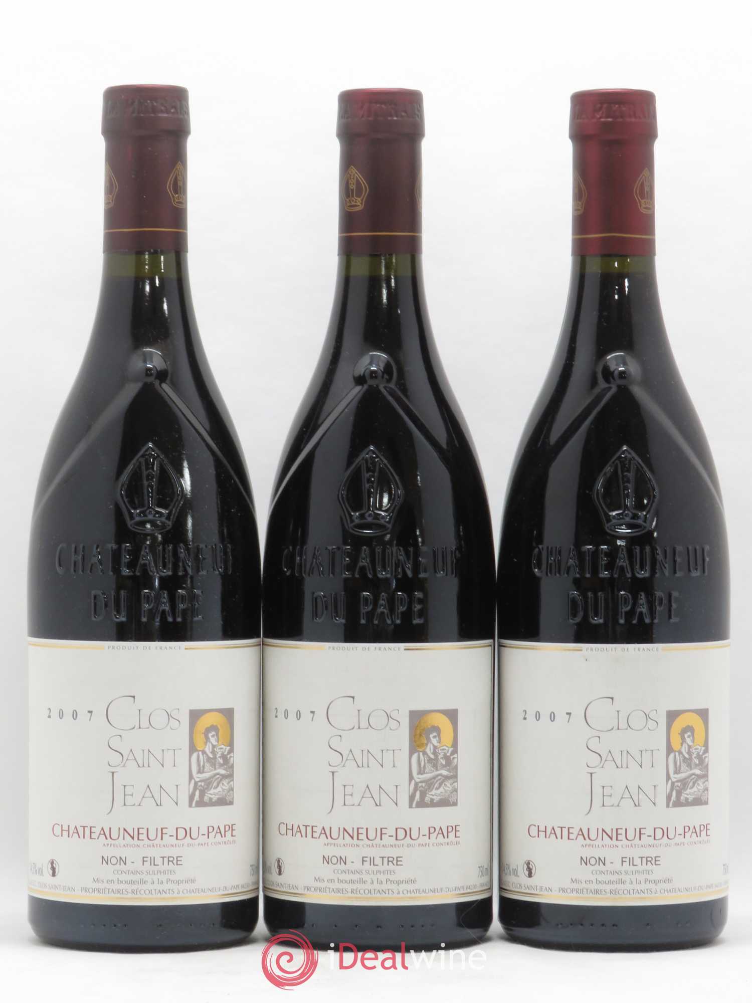 Châteauneuf-du-Pape Clos Saint-Jean Pascal et Vincent Maurel 2007 - Lot de 3 bouteilles - 0