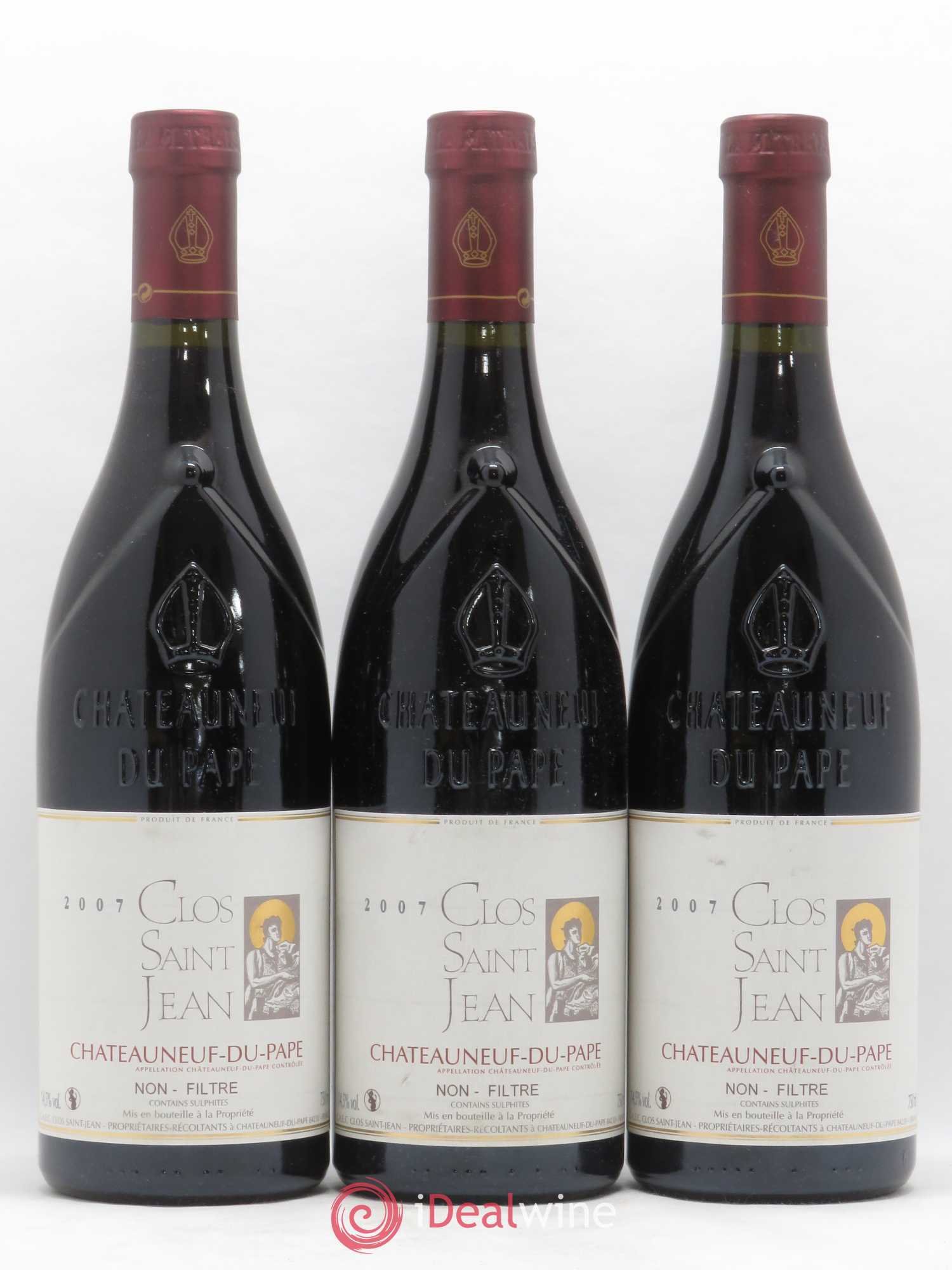 Châteauneuf-du-Pape Clos Saint-Jean Pascal et Vincent Maurel 2007 - Lot de 3 bouteilles - 0